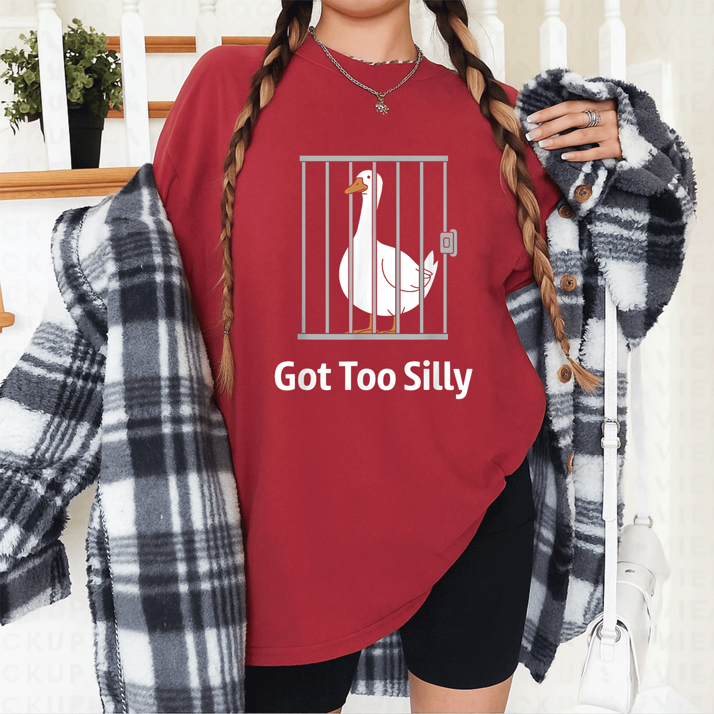 Funny Goose Pun Humor T-Shirt for Animal Lovers - Got Too Silly Graphic Tee with Quirky Goose Design for Casual Wear - 12