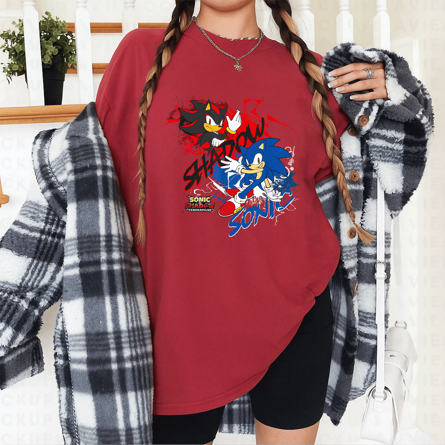 Sonic X Shadow Generations T-Shirt Featuring Iconic Duo Shadow and Sonic in Dynamic Design for Fans of All Ages - 12