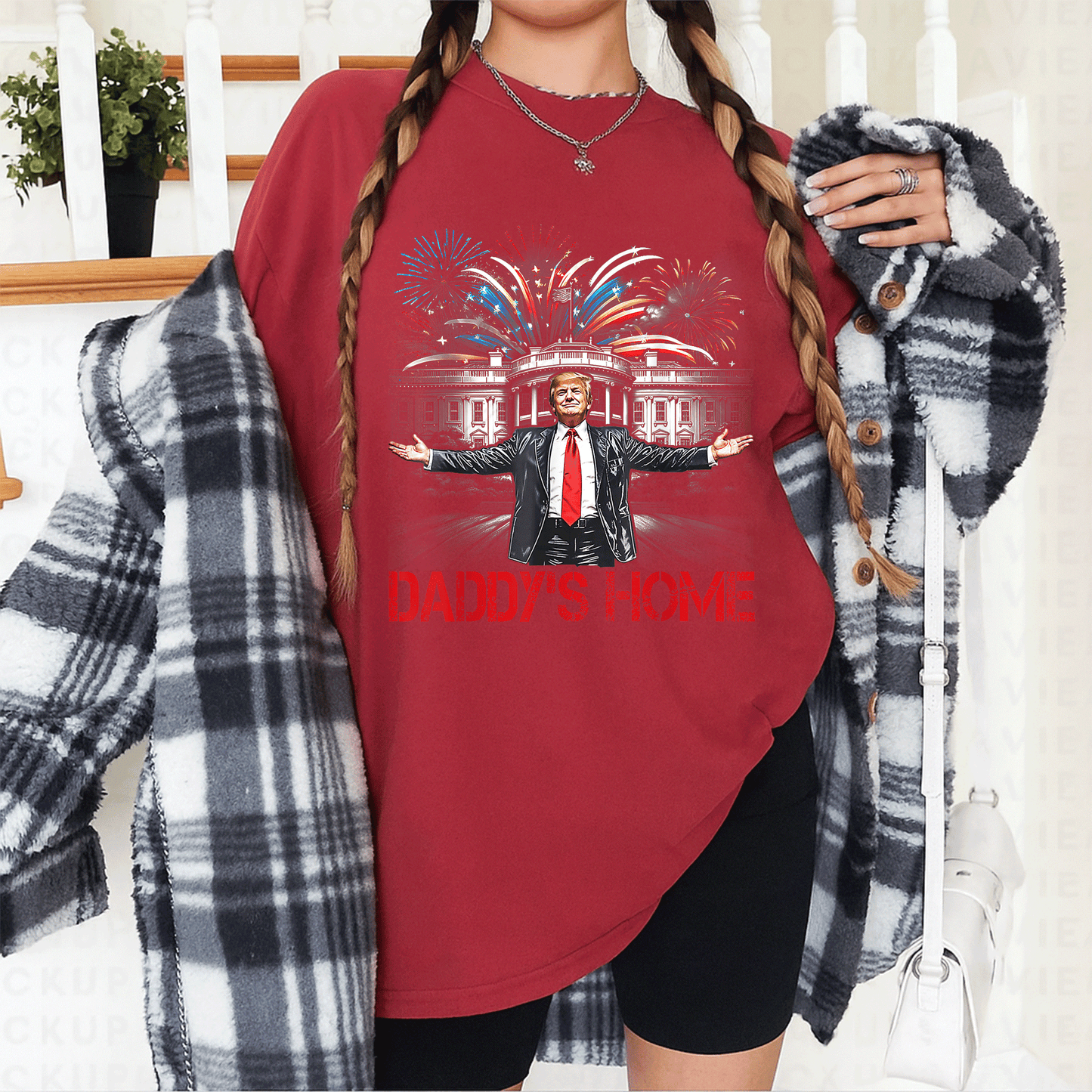Daddy's Home White House 2025 President Trump T-Shirt for Supporters - Fun Design Showcasing Trump in a Bold Style - 12