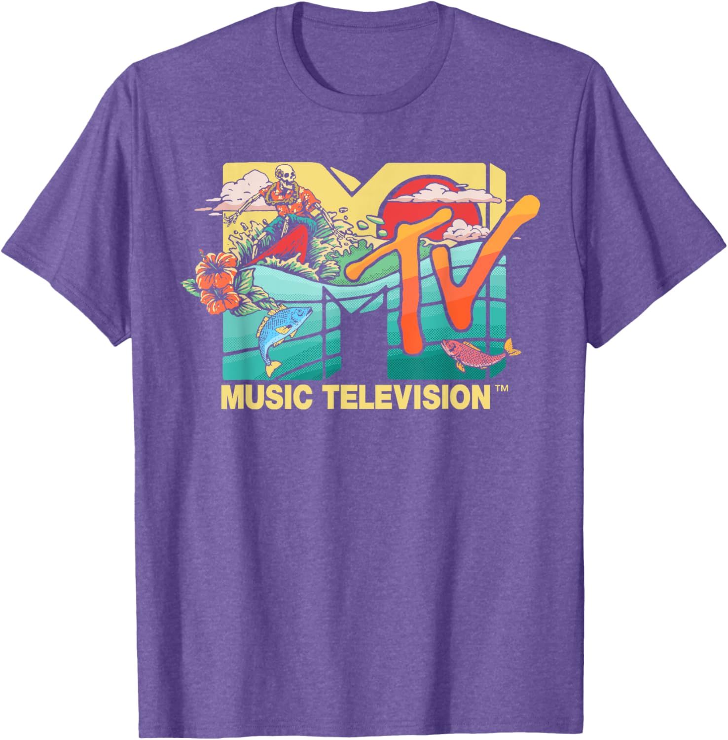 Mademark x MTV Vintage Surfing Skeleton Mother Ocean T-Shirt for Men - 9