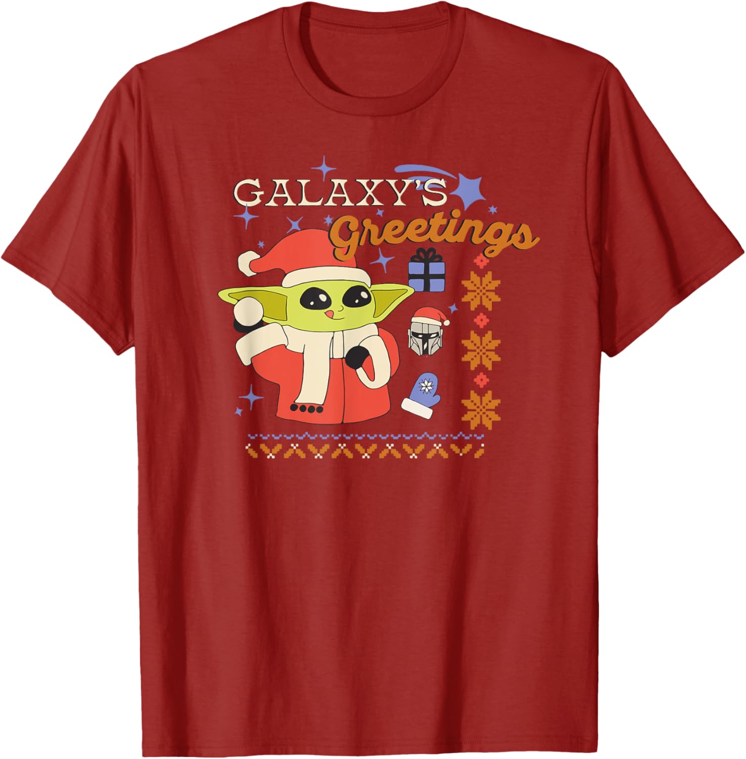 Mandalorian Grogu Christmas T-Shirt for Men, Black Graphic Print, Small - 2