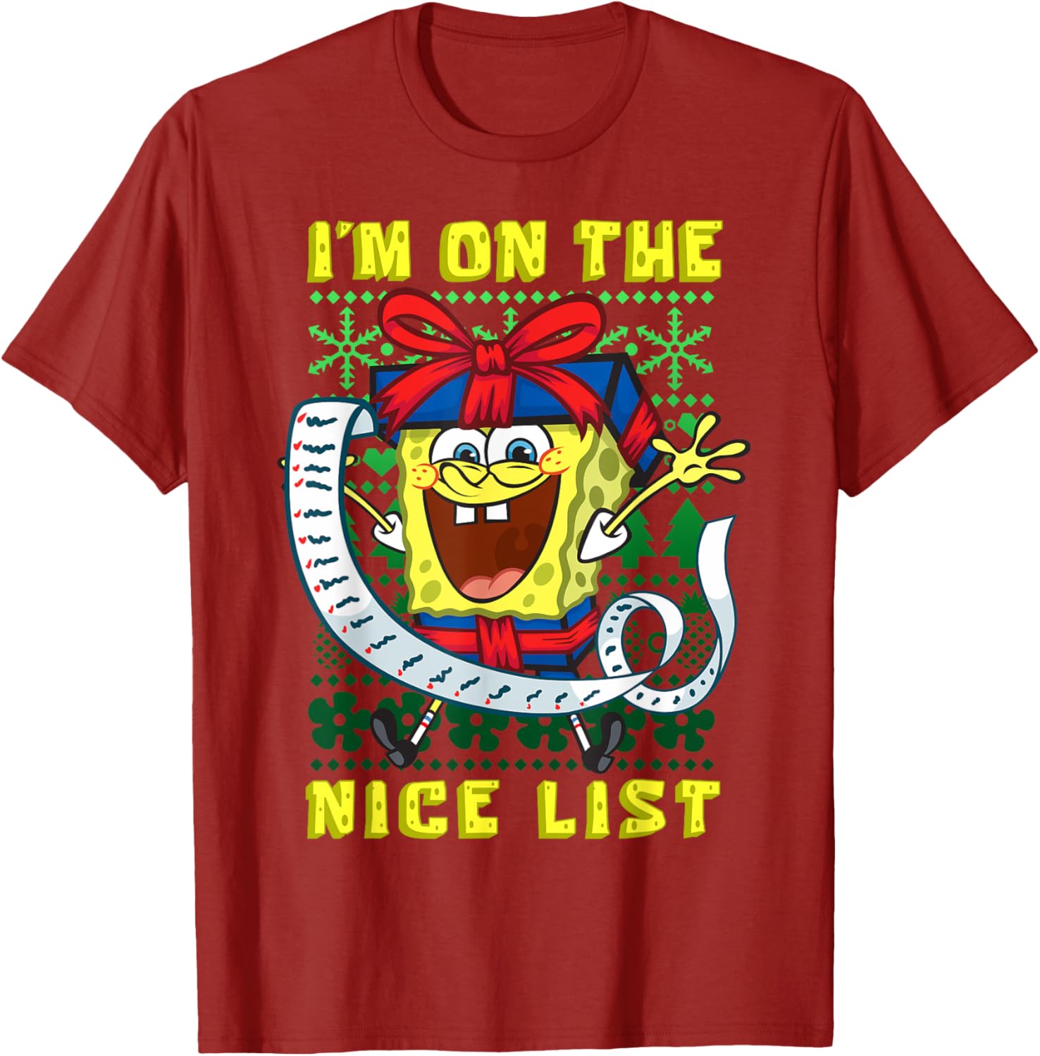 Mademark SpongeBob SquarePants Christmas Nice List T-Shirt for Kids - 18