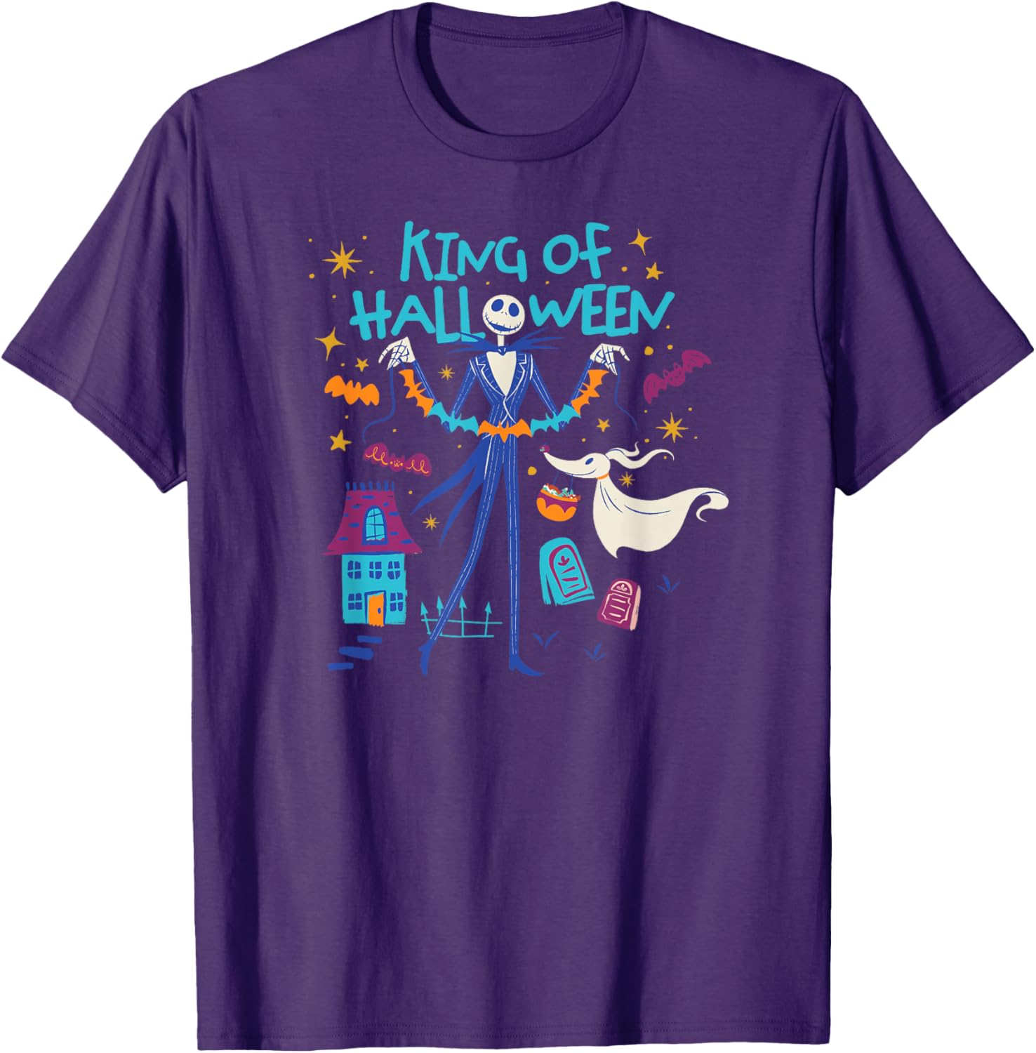 Men's Nightmare Before Christmas Jack & Zero Halloween T-Shirt in Black - 4