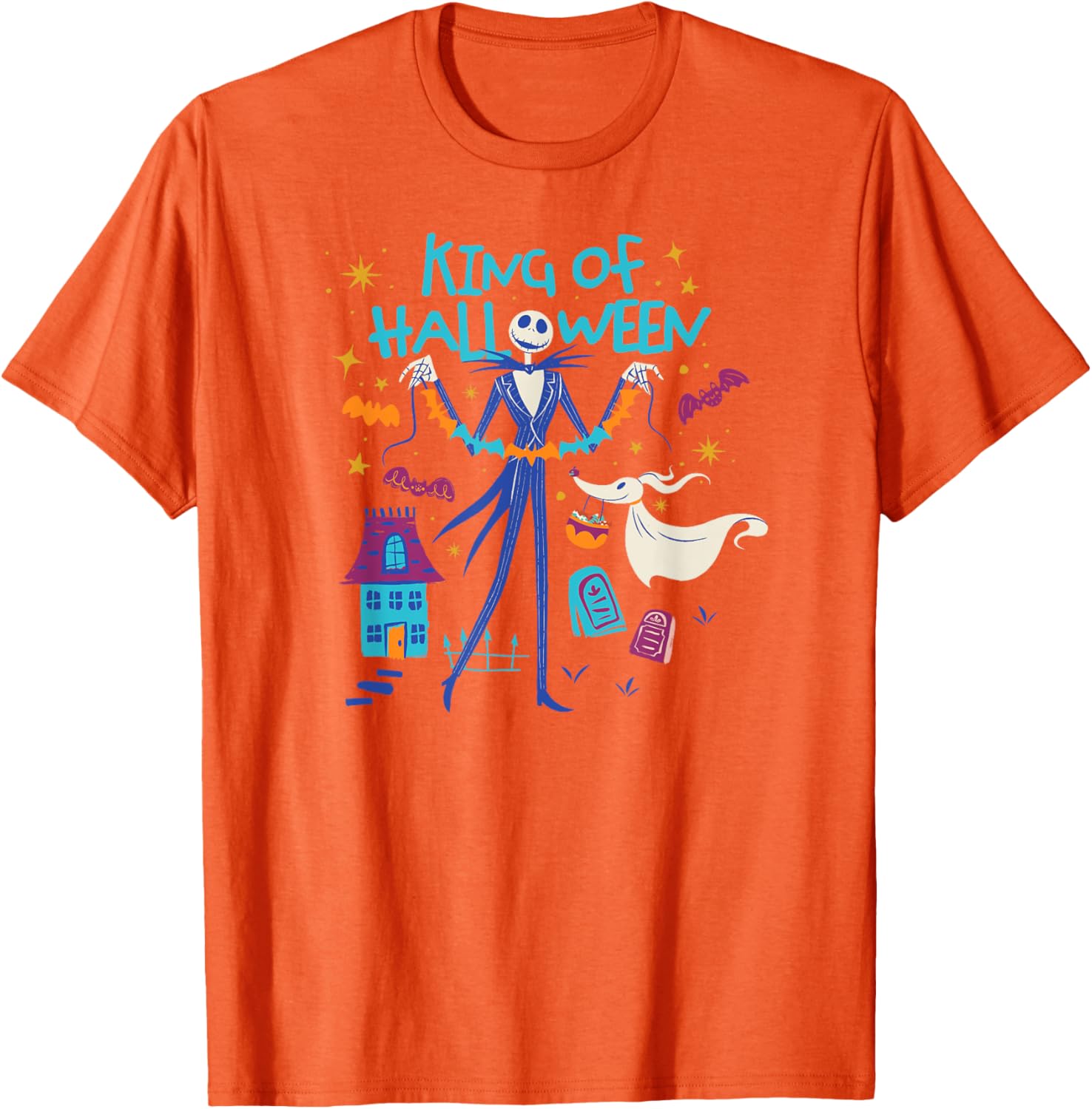 Men's Nightmare Before Christmas Jack & Zero Halloween T-Shirt in Black - 3