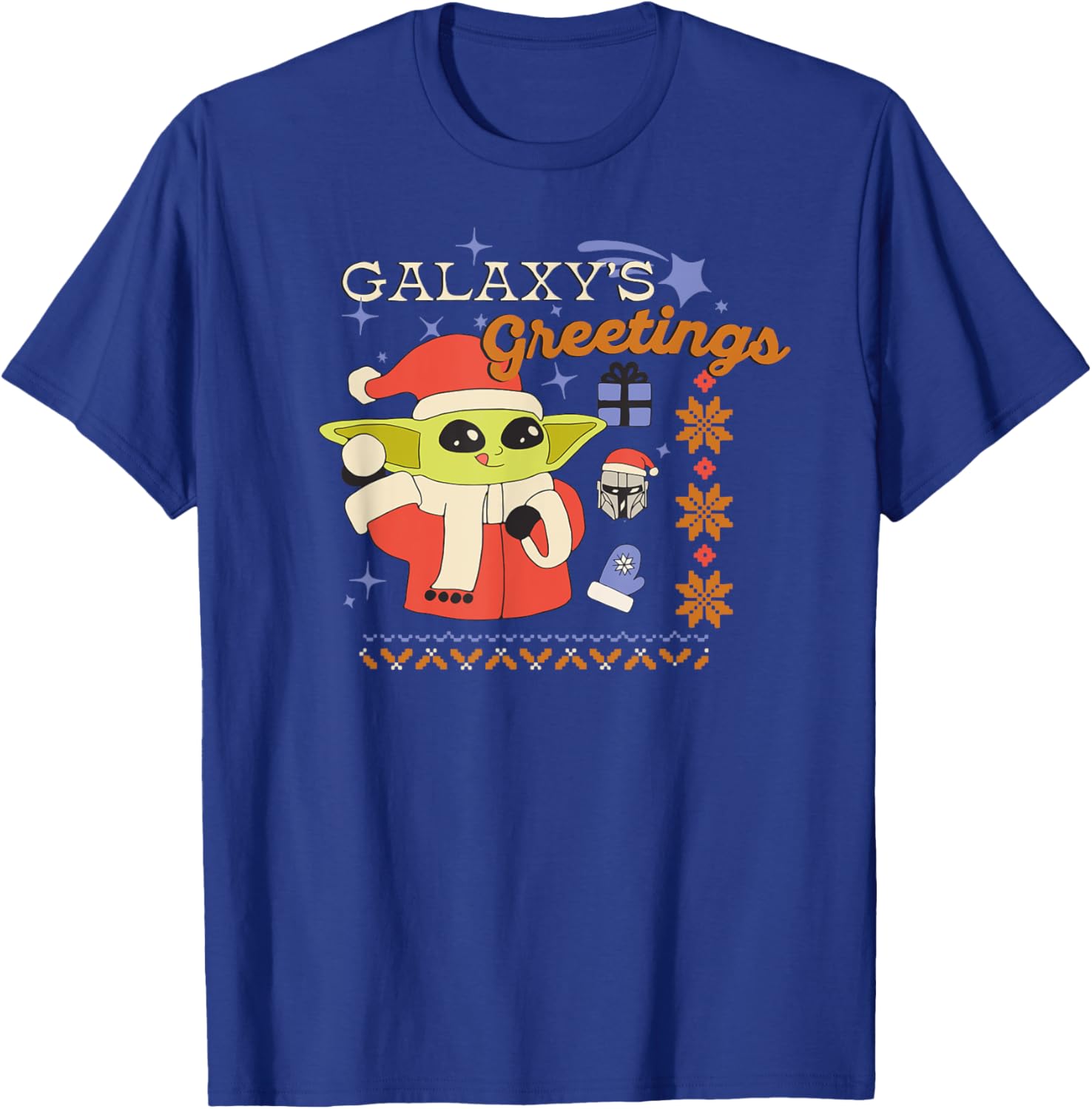 Mandalorian Grogu Christmas T-Shirt for Men, Black Graphic Print, Small - 1