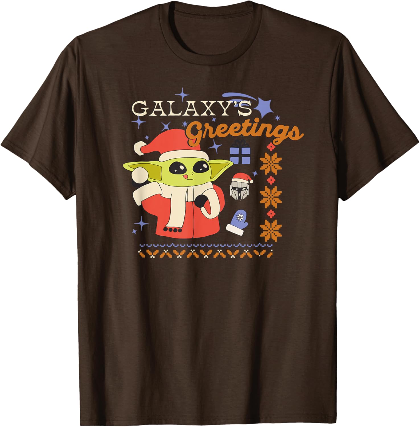 Mandalorian Grogu Christmas T-Shirt for Men, Black Graphic Print, Small - 6