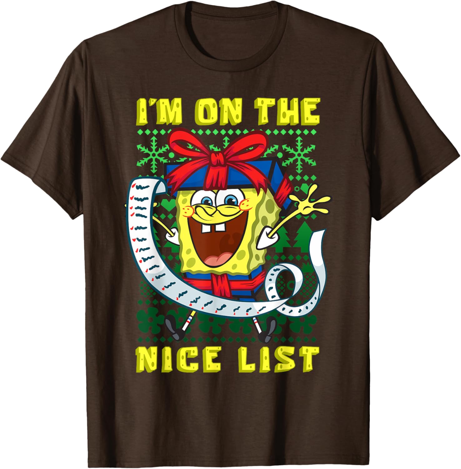 Mademark SpongeBob SquarePants Christmas Nice List T-Shirt for Kids - 10