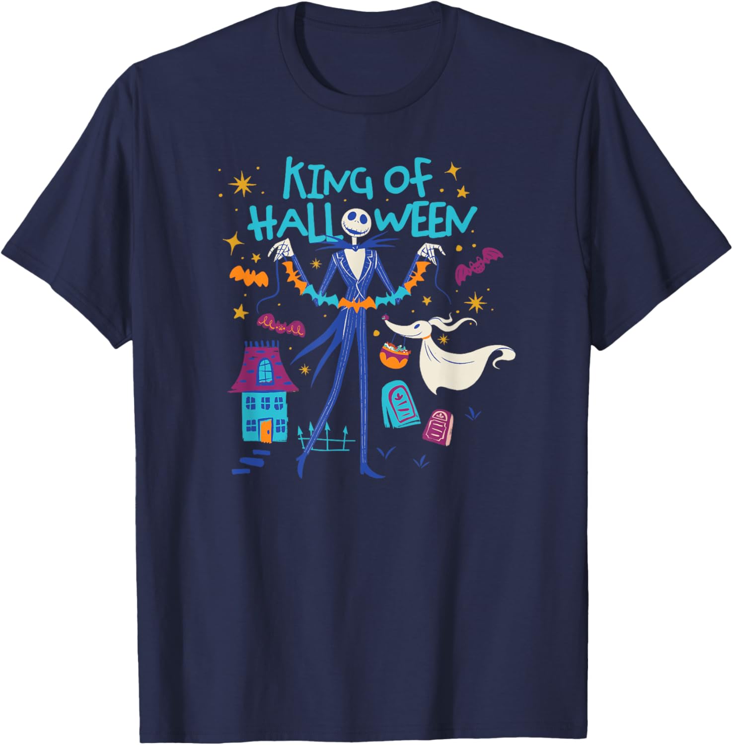 Men's Nightmare Before Christmas Jack & Zero Halloween T-Shirt in Black - 6