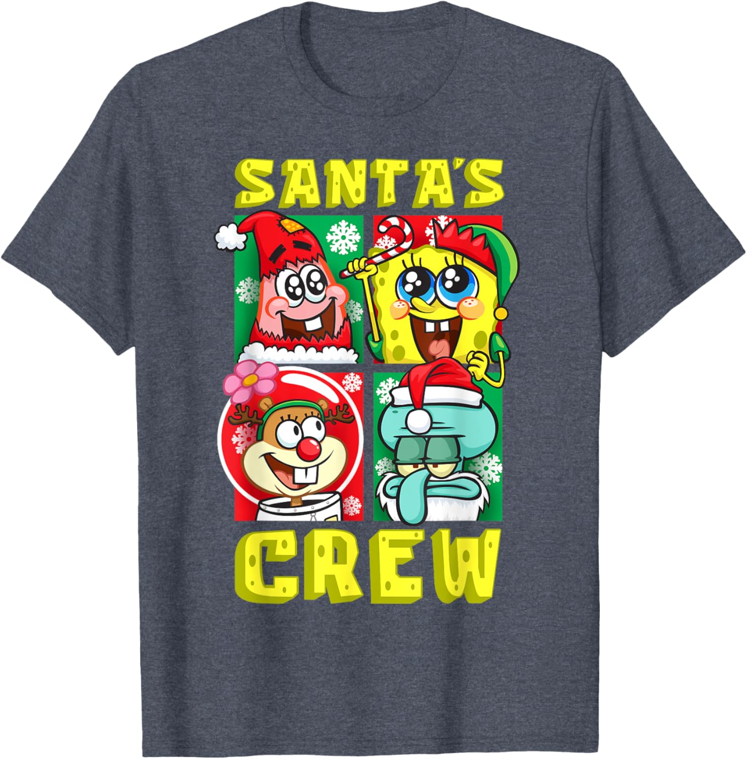 Mademark SpongeBob Christmas Crew Fun T-Shirt with Santa Patrick Sandy Squidward - 1