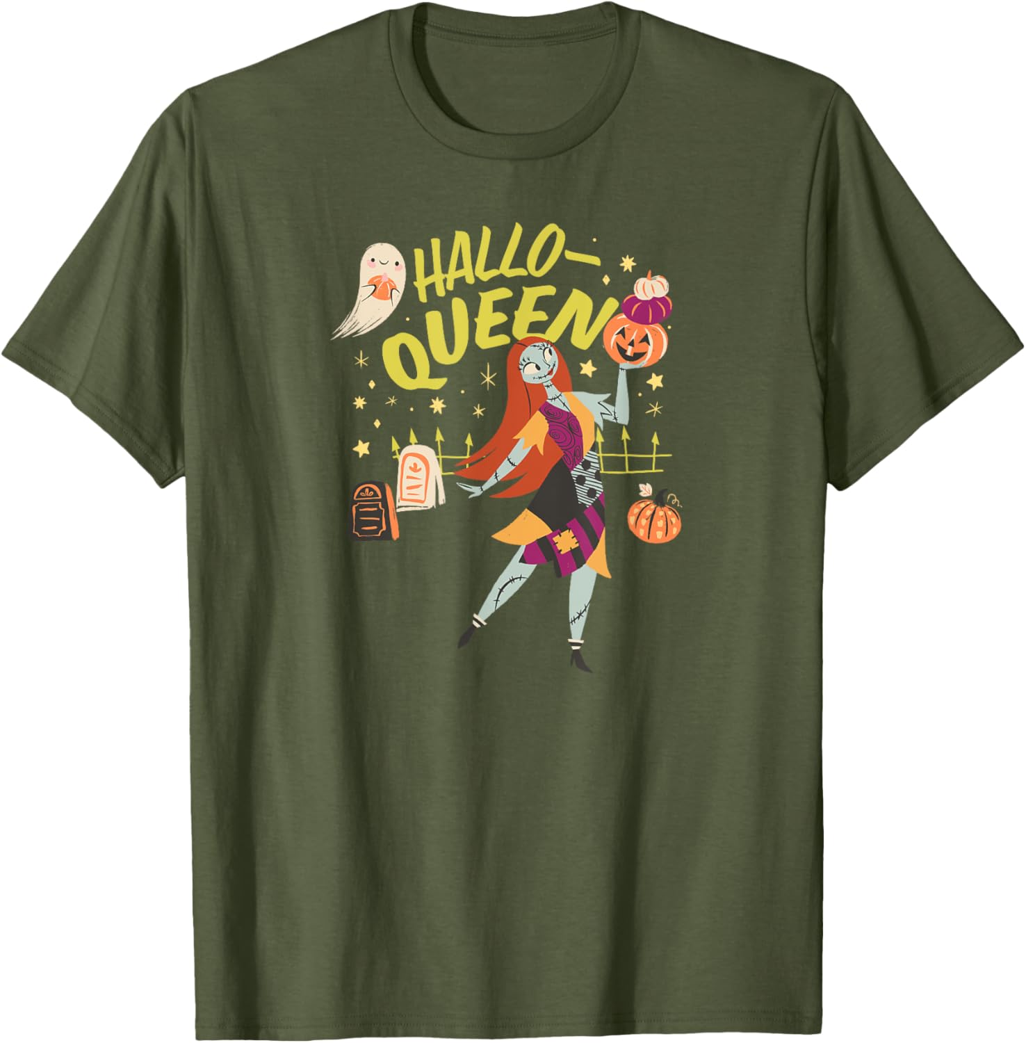 Men's Nightmare Before Christmas Sally Hallo-Queen T-Shirt in Black - 6