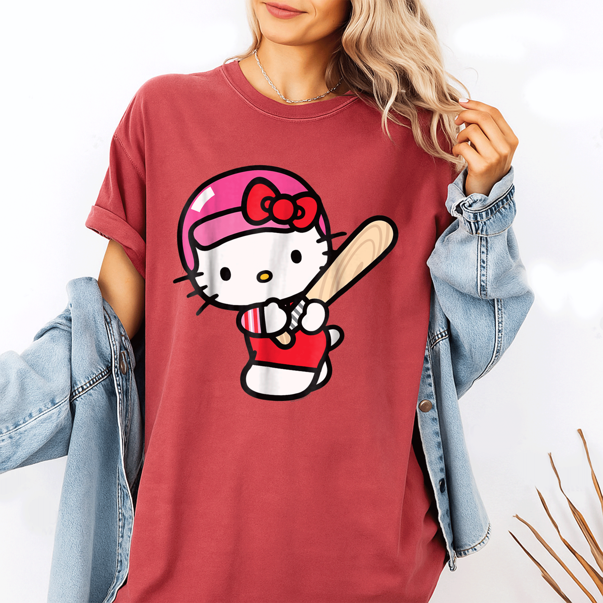 Cute Hello Kitty Baseball Player Tee Shirt for Kids – Adorable Graphic T-Shirt Perfect for Little Sports Fans and Playdates - 1