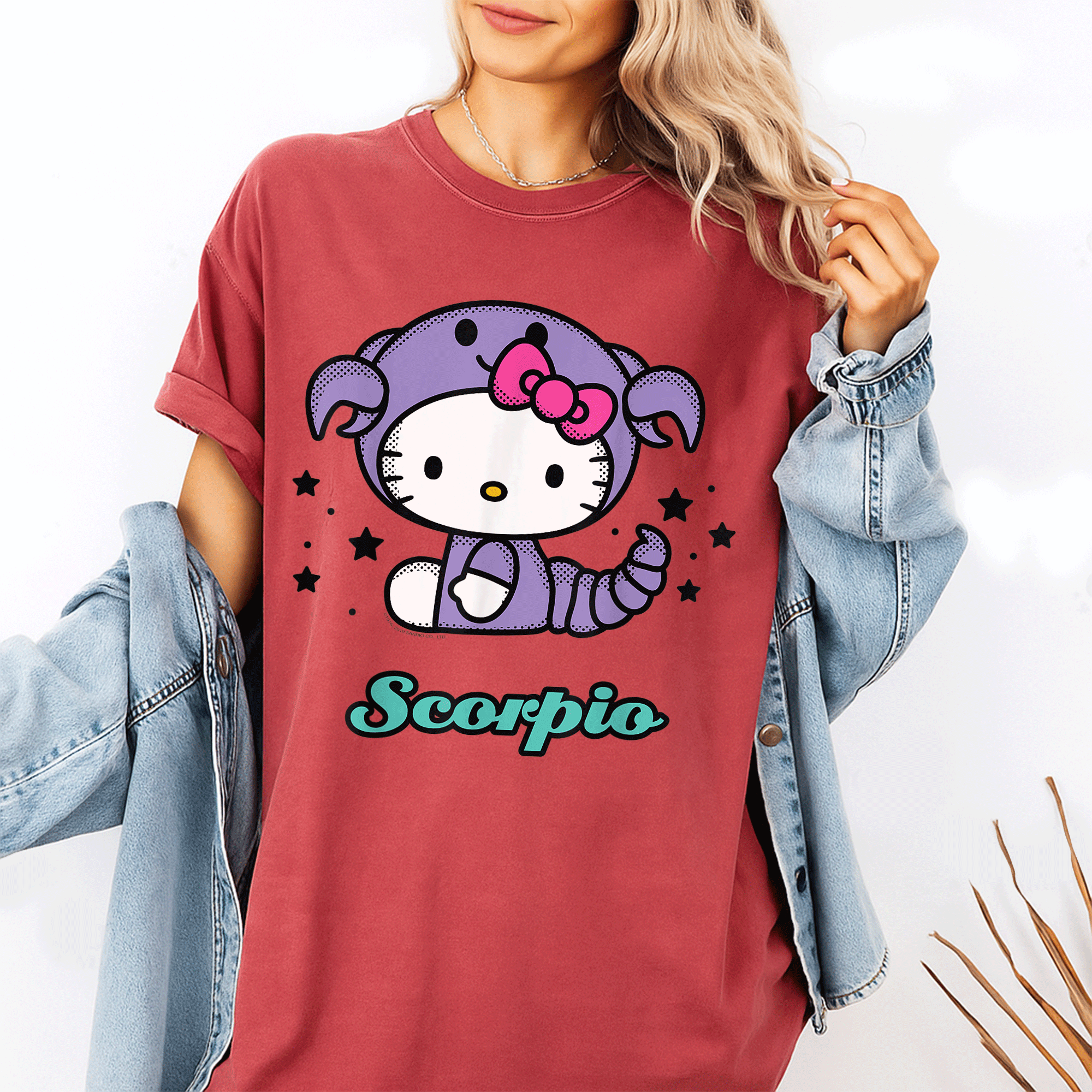 Cute Hello Kitty Scorpio Zodiac Tee Shirt - Adorable Design for Astrology Lovers - Stylish and Comfy Apparel for Feline Fans - 1