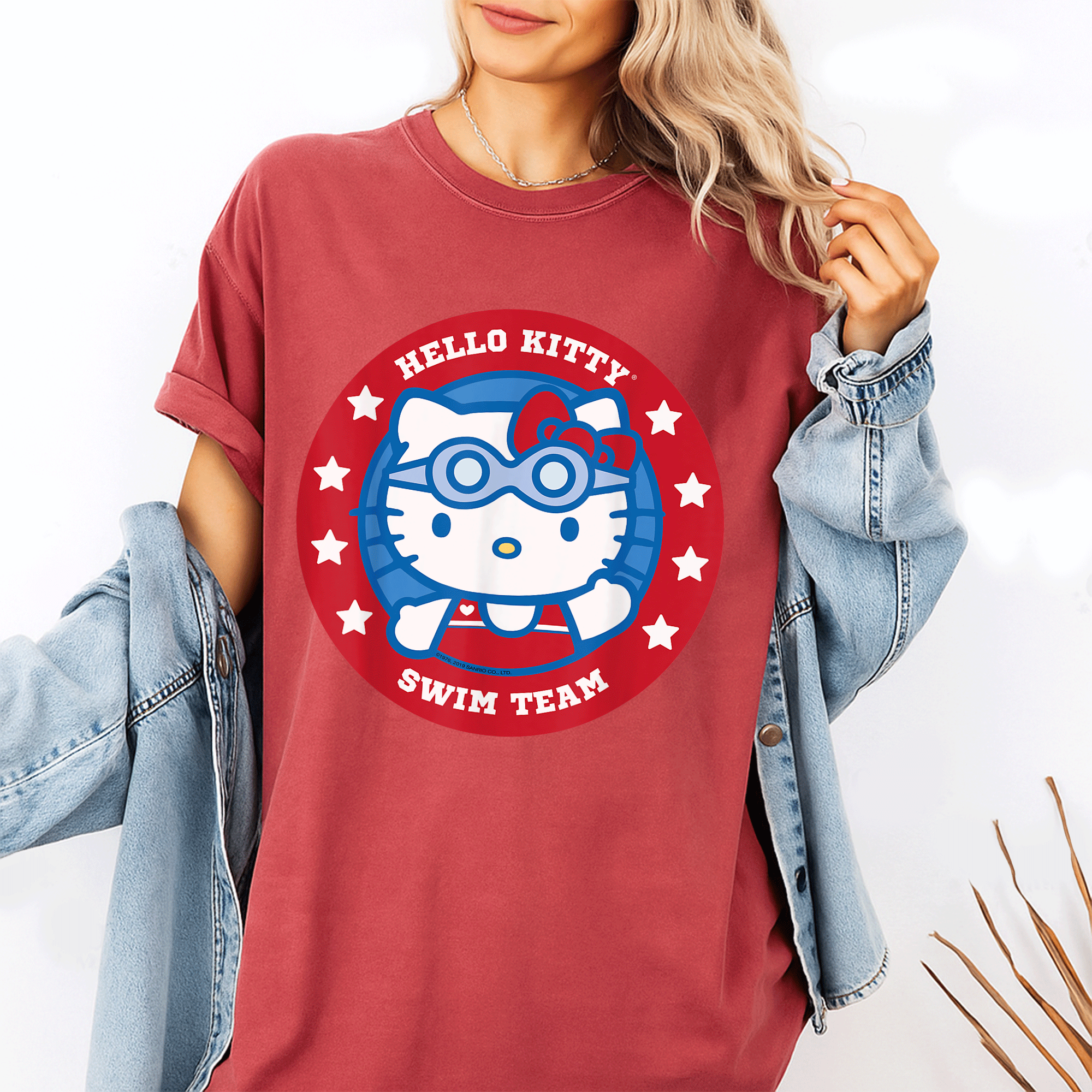 Adorable Hello Kitty Swim Team Swimmer Tee Shirt Perfect for Young Fans of Swimming and Cute Cartoon Characters - 1