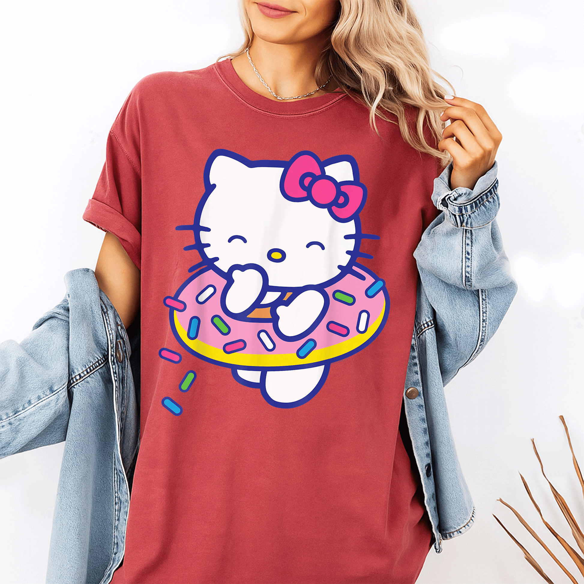 Cute Hello Kitty Donut Sprinkles Floaty Summer Swimming T-Shirt for Kids - Adorable Swimwear for Fun Beach Days - 1