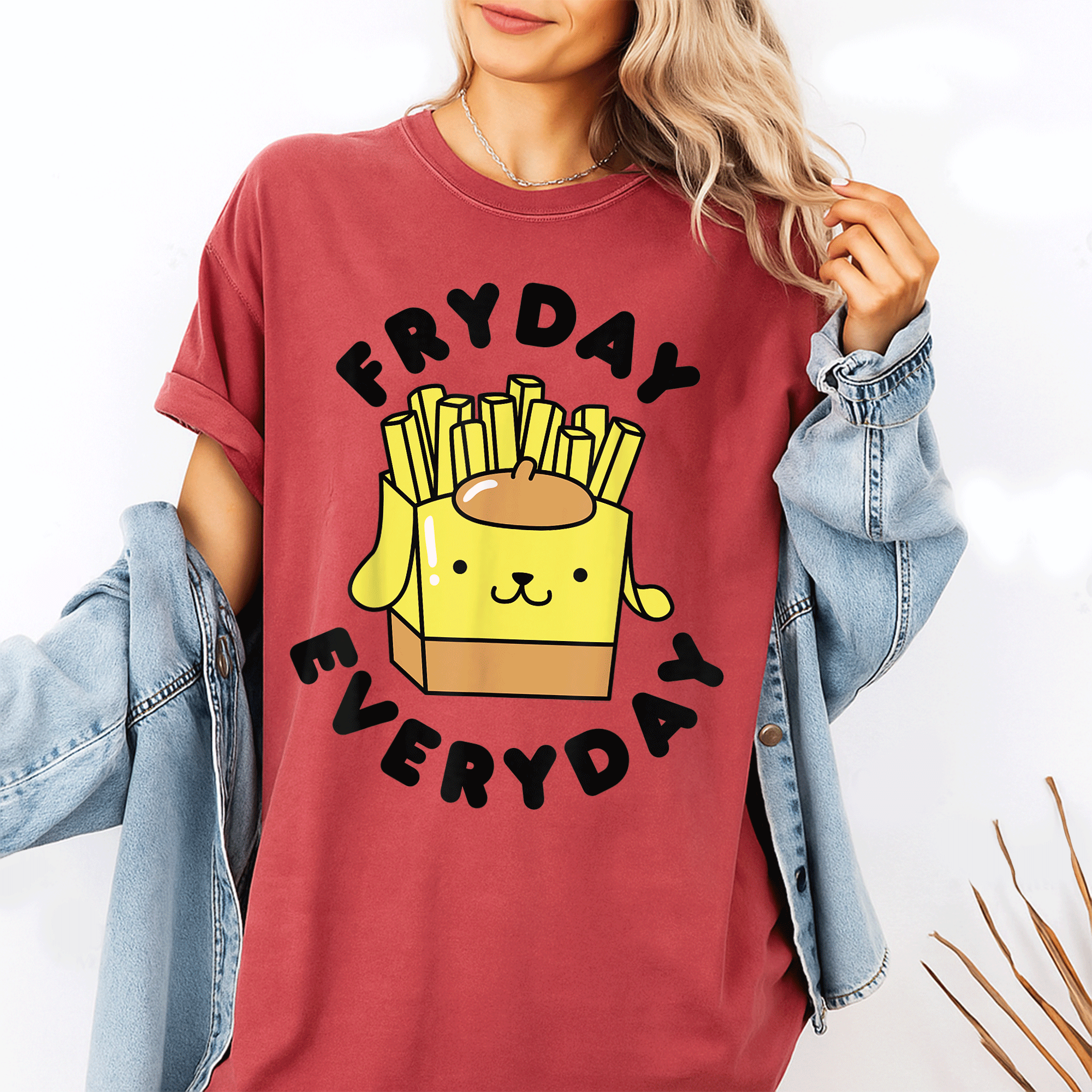 Delightful Pom Pom Purin French Fries Fryday Everyday T-Shirt for Food Lovers – Cute and Fun Graphic Tee for Casual Wear - 1