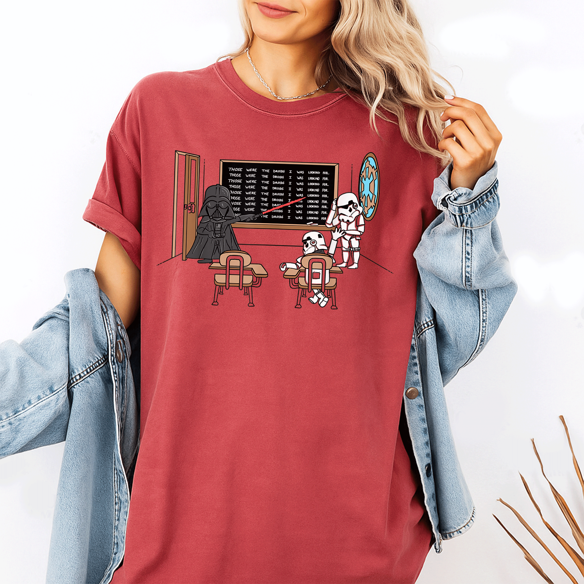 Star Wars Darth Vader Doodle T-Shirt for Fans Those Were The Droids Classroom Style Fun Graphic Tee for Kids and Adults - 1