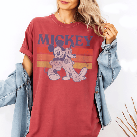 Vintage Disney Mickey and Friends T-Shirt Featuring Mickey and Pluto in Retro Style - Perfect for Fans and Collectors! - 1