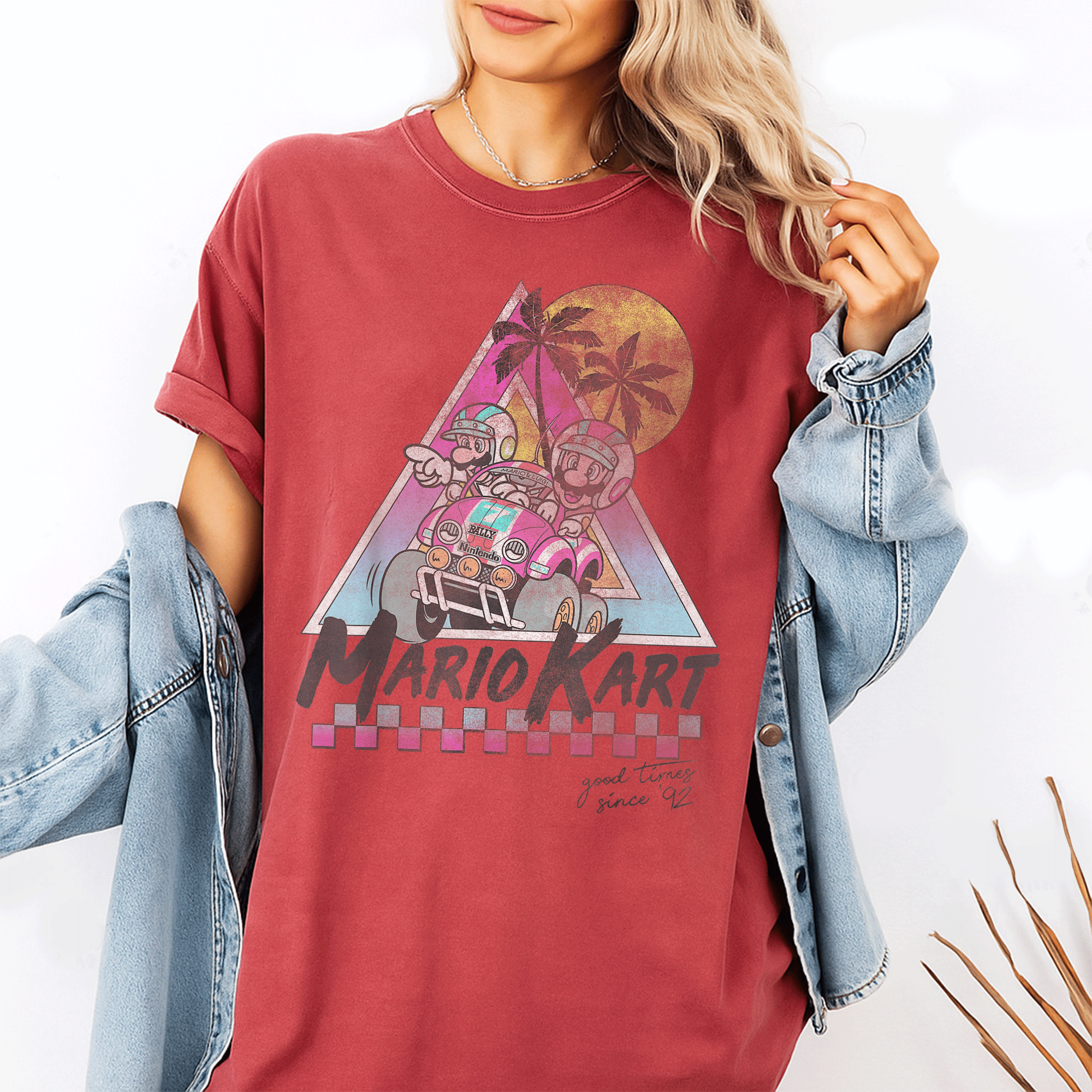 Vintage Mario Kart T-Shirt Featuring Mario and Luigi Since 92, Perfect for Gamers and Retro Style Enthusiasts - 1