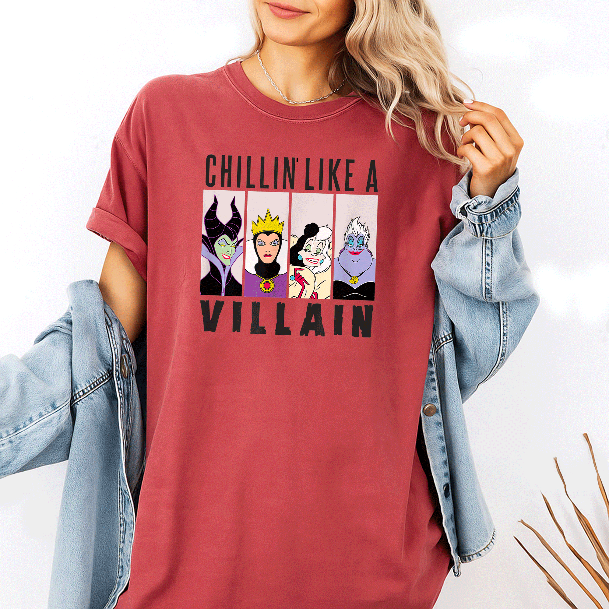 Disney Villain Gang T-Shirt Featuring Ursula, Evil Queen, Cruella, and Maleficent - Stylish and Fun Design for Fans - 1
