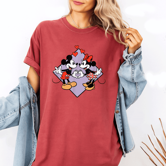 Cute Mickey and Minnie Smiling in Love Valentine's Day T-Shirt for Couples and Disney Fans - Perfect Gift Idea! - 1