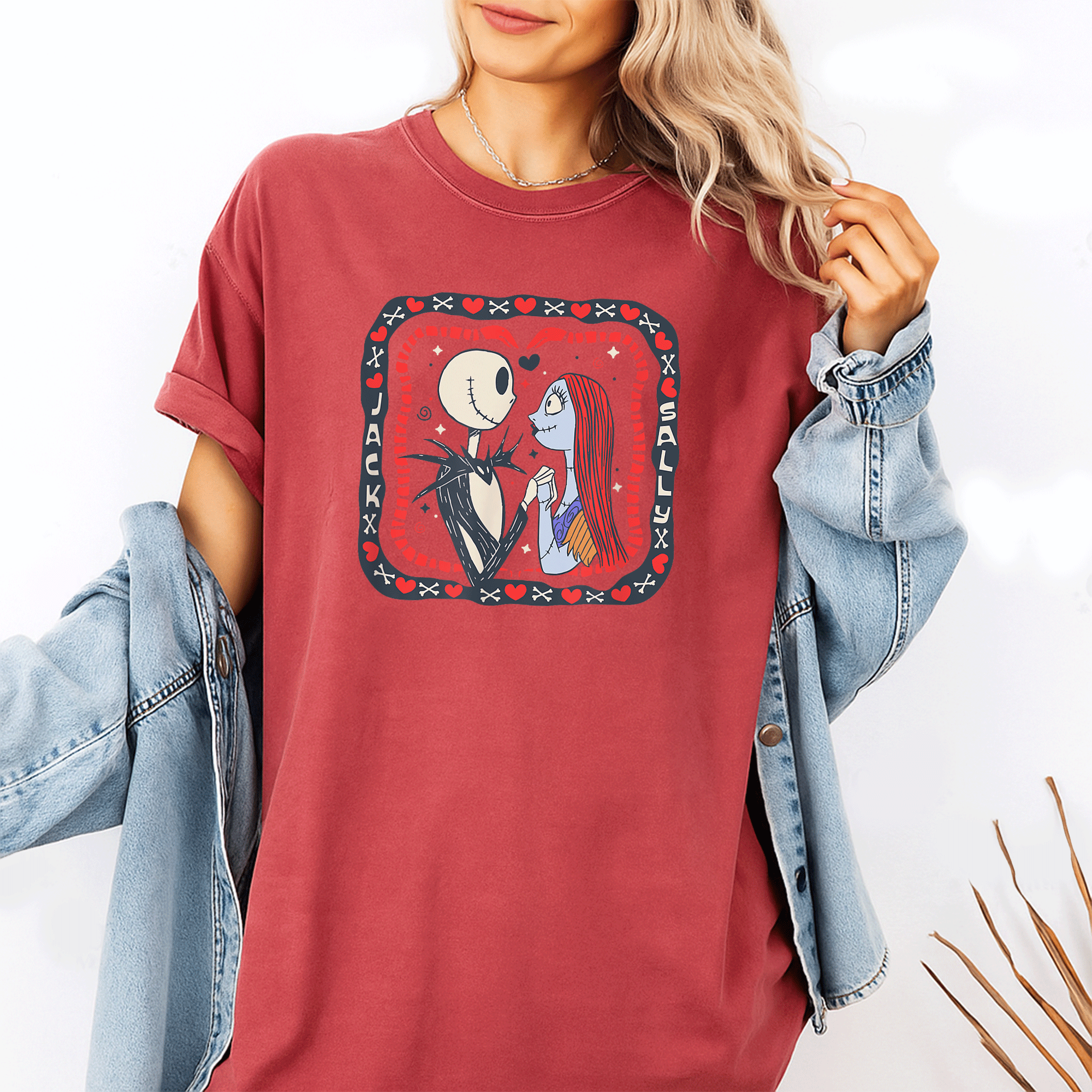Celebrate Love with Amazon Essentials Nightmare Before Christmas Jack and Sally Valentine's Day T-Shirt, Perfect for Fans! - 1
