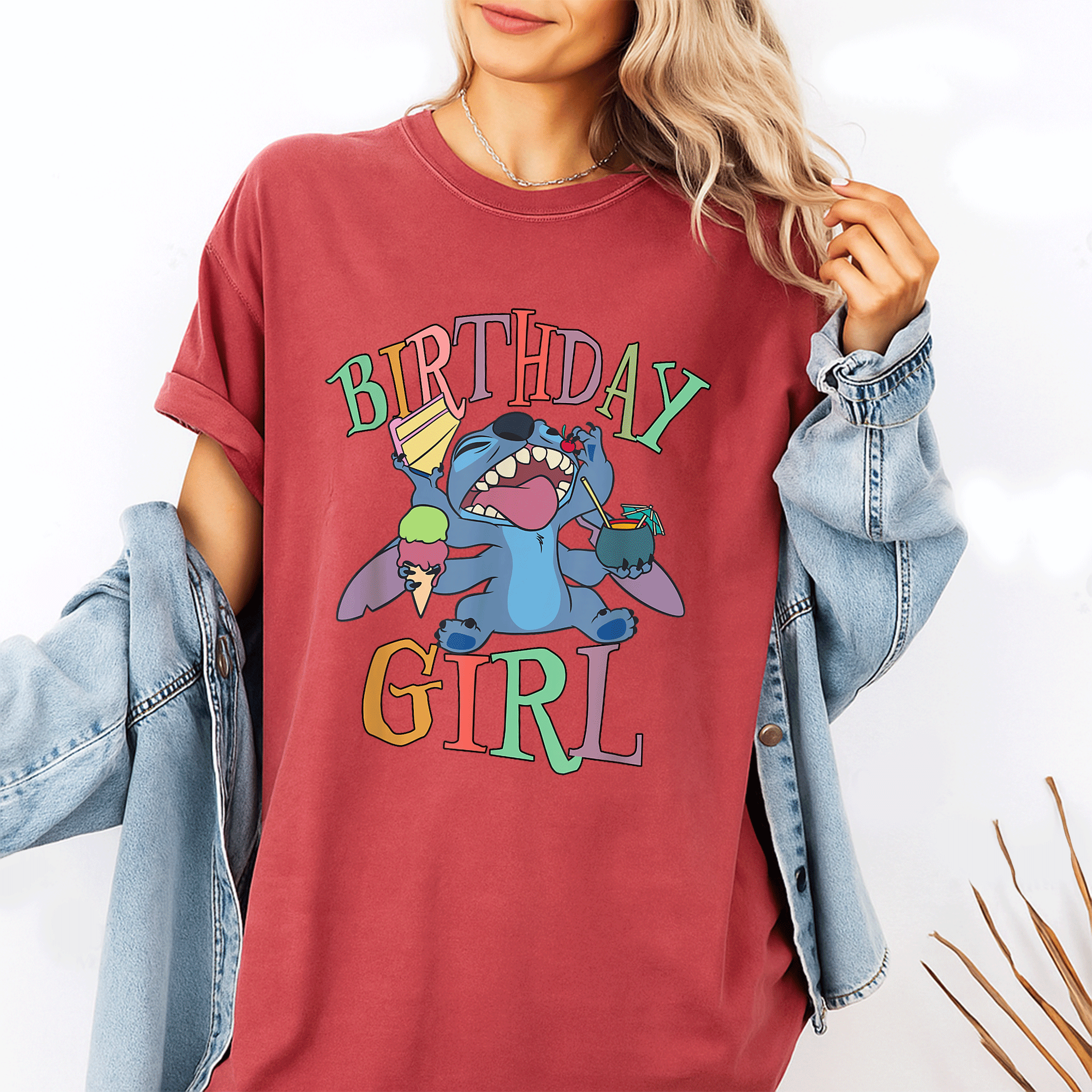 Celebrate in Style with Our Disney Lilo & Stitch Birthday Girl Retro Snacking Stitch T-Shirt - Perfect for Party Fun! - 1