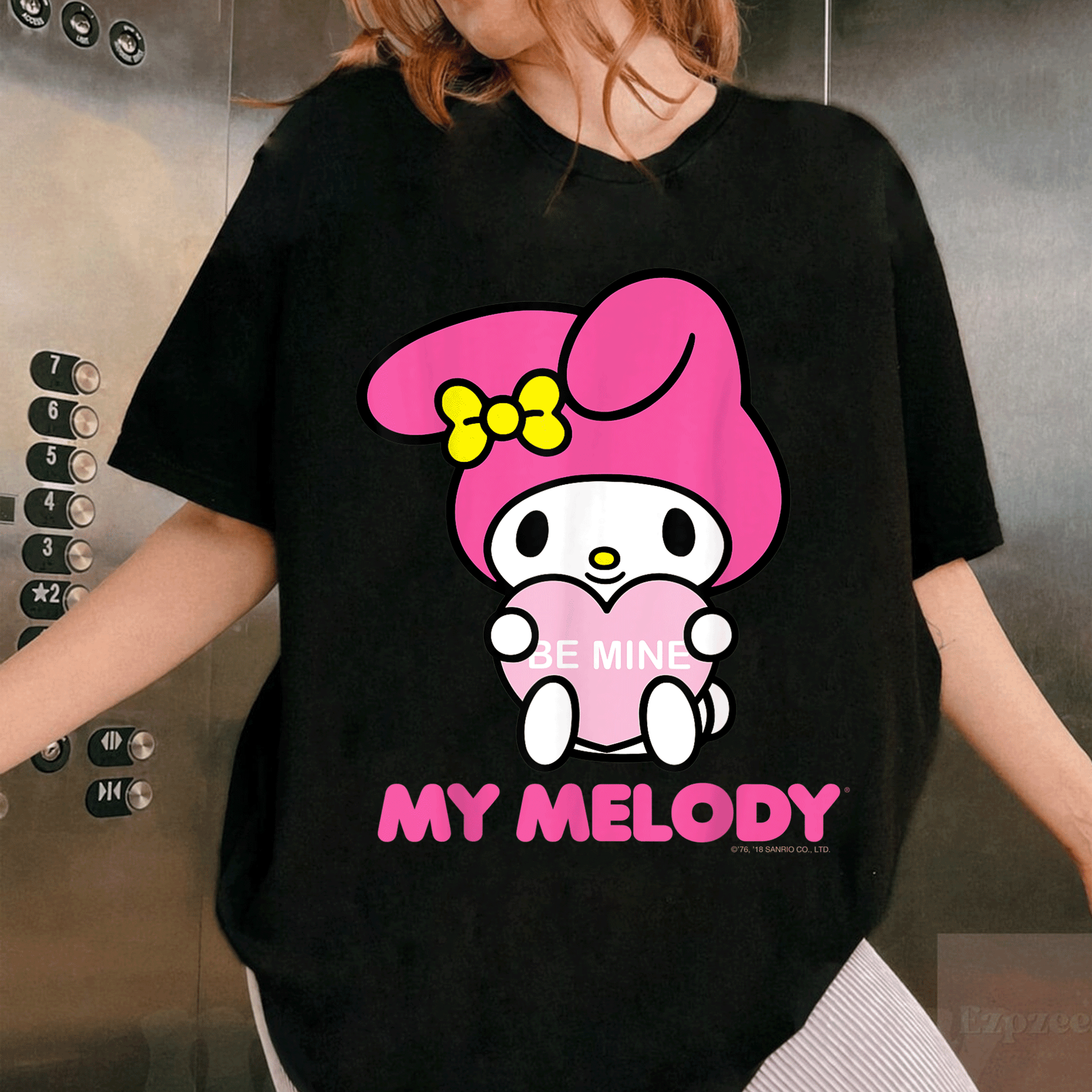 Cute My Melody Be Mine Valentine Tee Perfect for Lovebirds and Sanrio Fans Cute and Cozy Heart Design for Valentine's Day - 1
