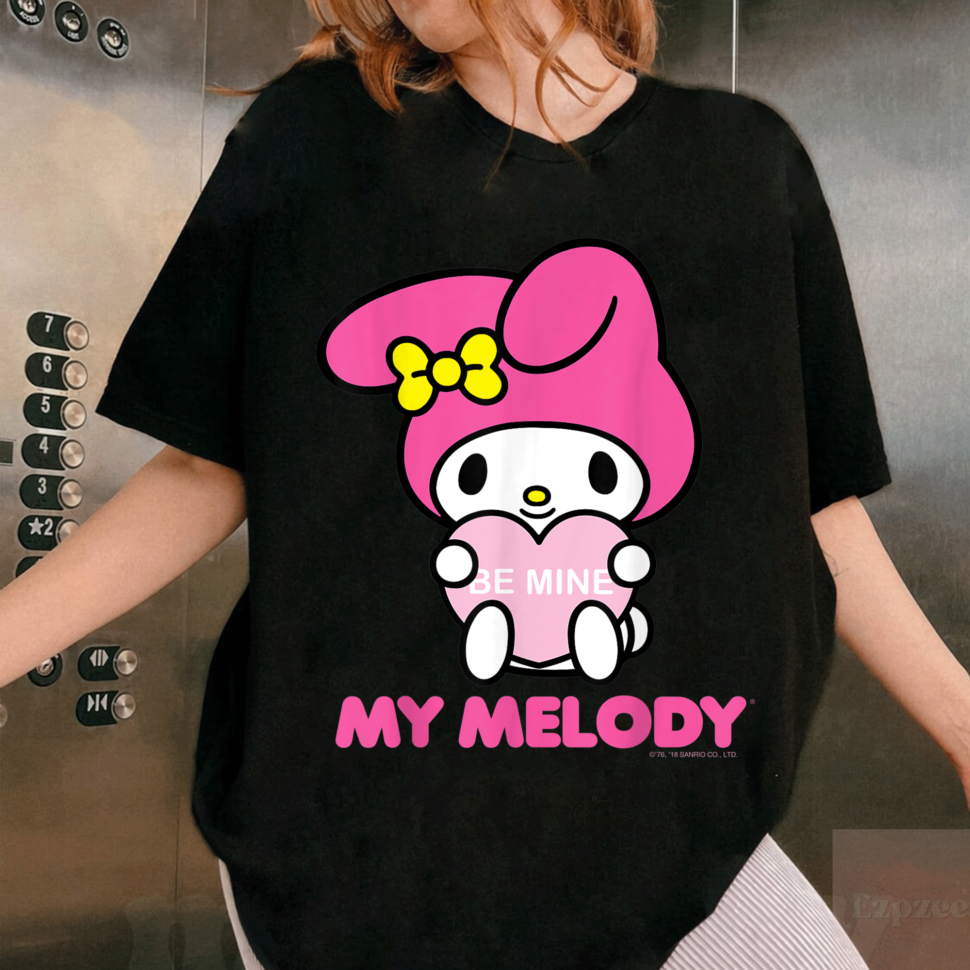 Cute My Melody Be Mine Valentine Tee Perfect for Lovebirds and Sanrio Fans Cute and Cozy Heart Design for Valentine's Day - 1