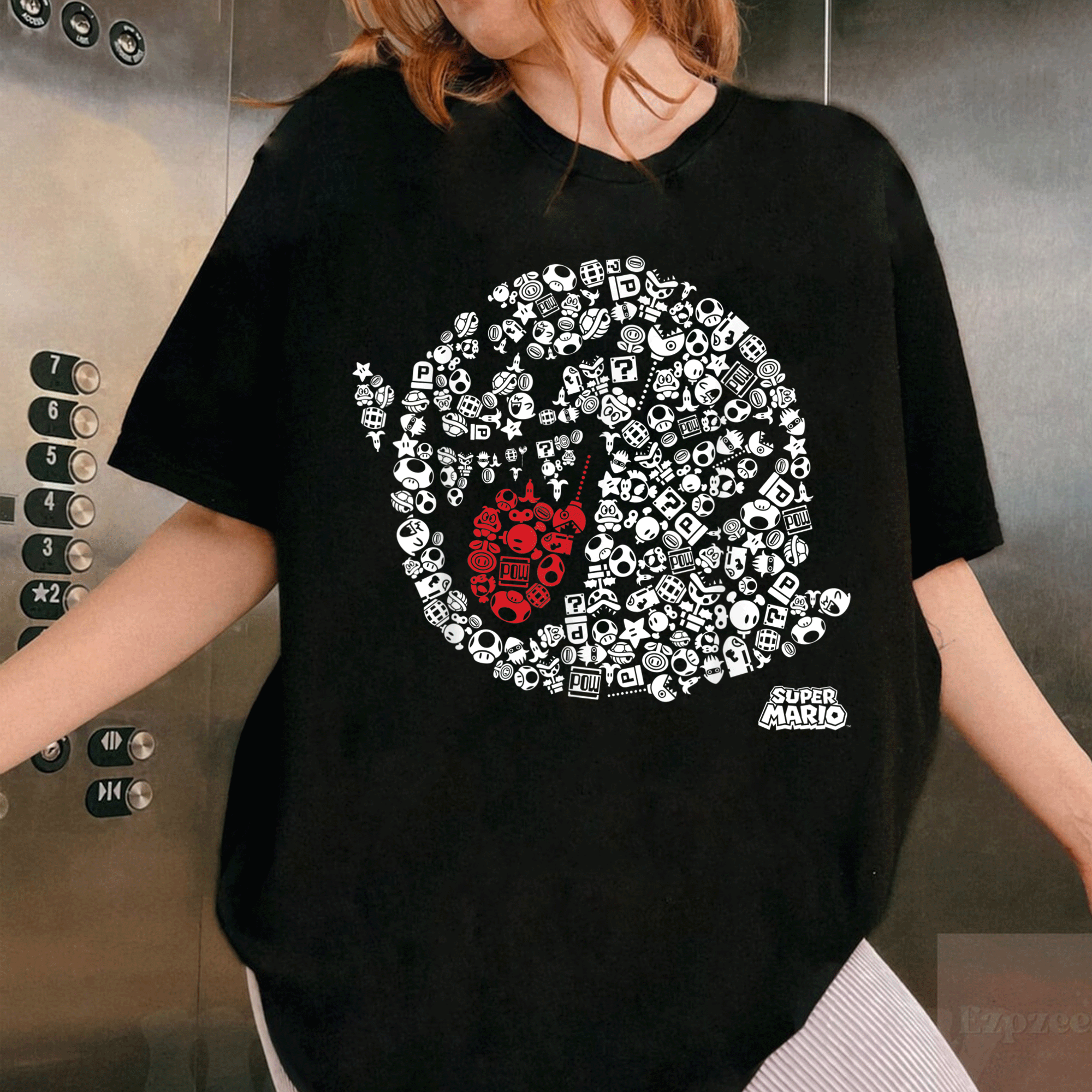 Nintendo Super Mario Boo Portrait Graphic T-Shirt Fun Retro Design for Gamers Classic Video Game Fashion Apparel - 1