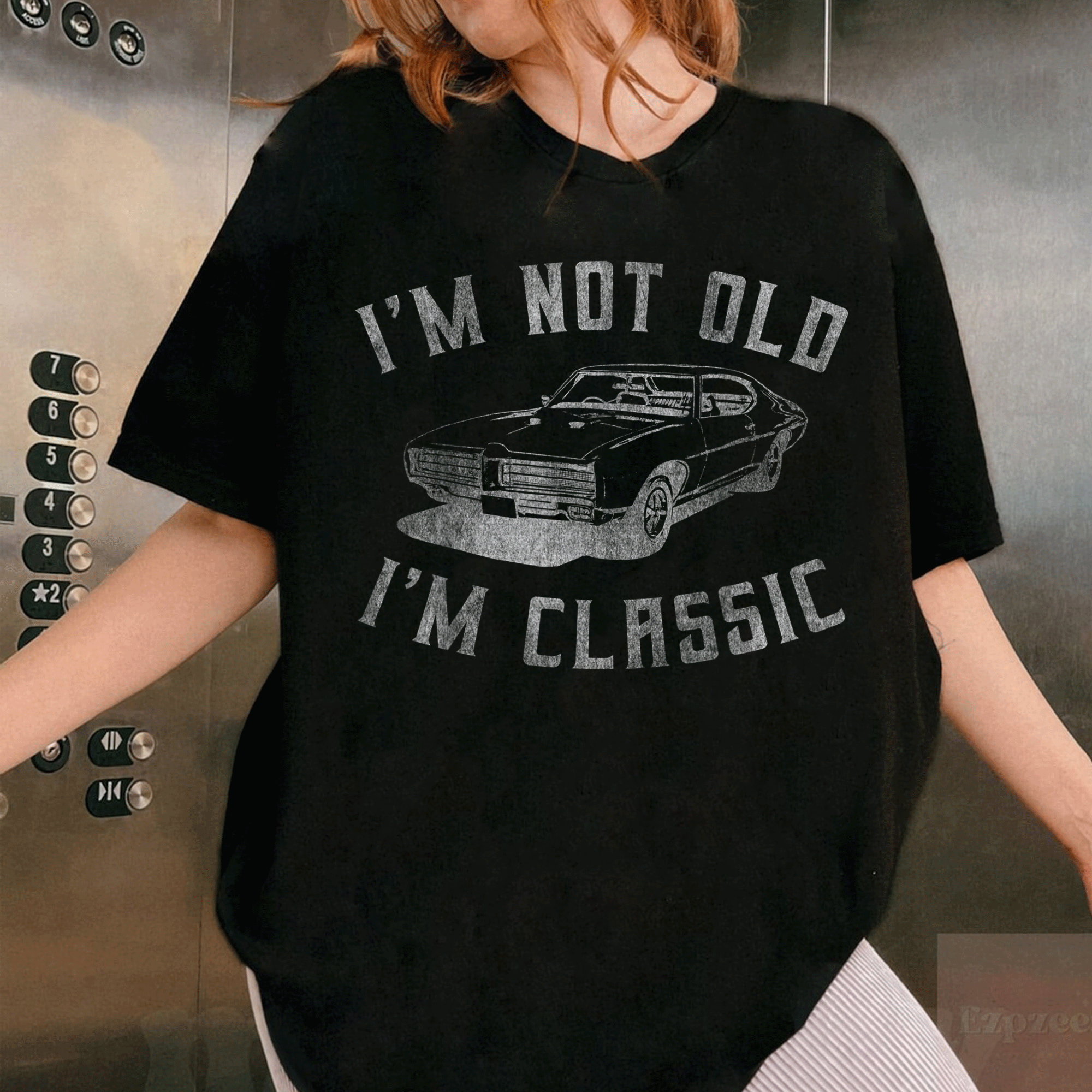 Funny Classic Car Graphic T-Shirt for Men and Women - I'm Not Old I'm Classic, Retro Vintage Style Tee for Car Enthusiasts - 1
