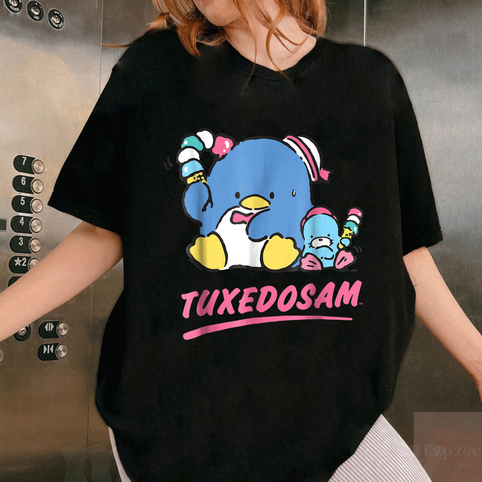 Adorable Tuxedo Sam Ice Cream Tee Shirt - Fun and Whimsical Design Featuring Tuxedo Sam Enjoying a Scoop of Ice Cream - 1