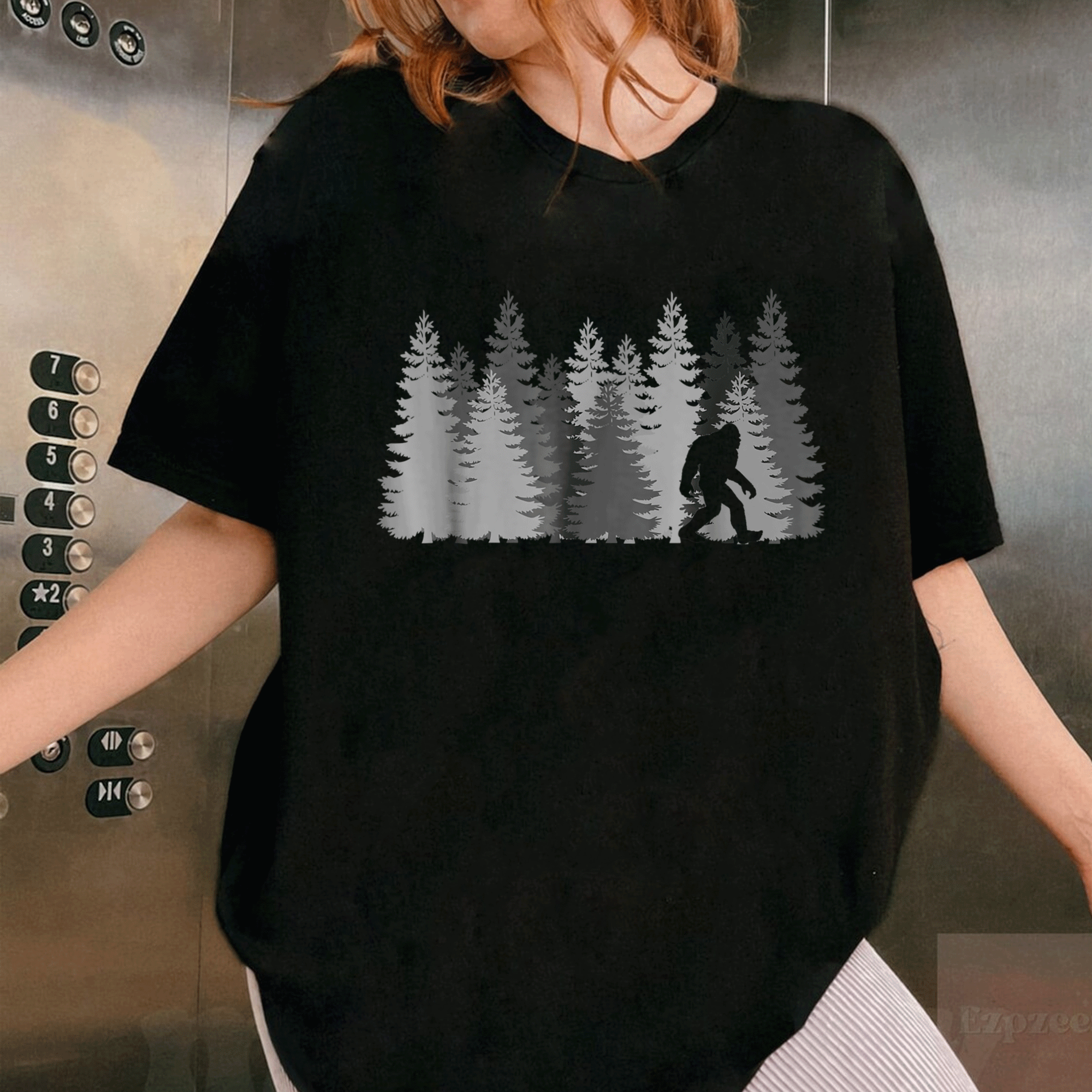 Bigfoot in the Forest T-Shirt featuring Classic Sasquatch and Yeti Design for Nature Lovers and Adventure Seekers - 1