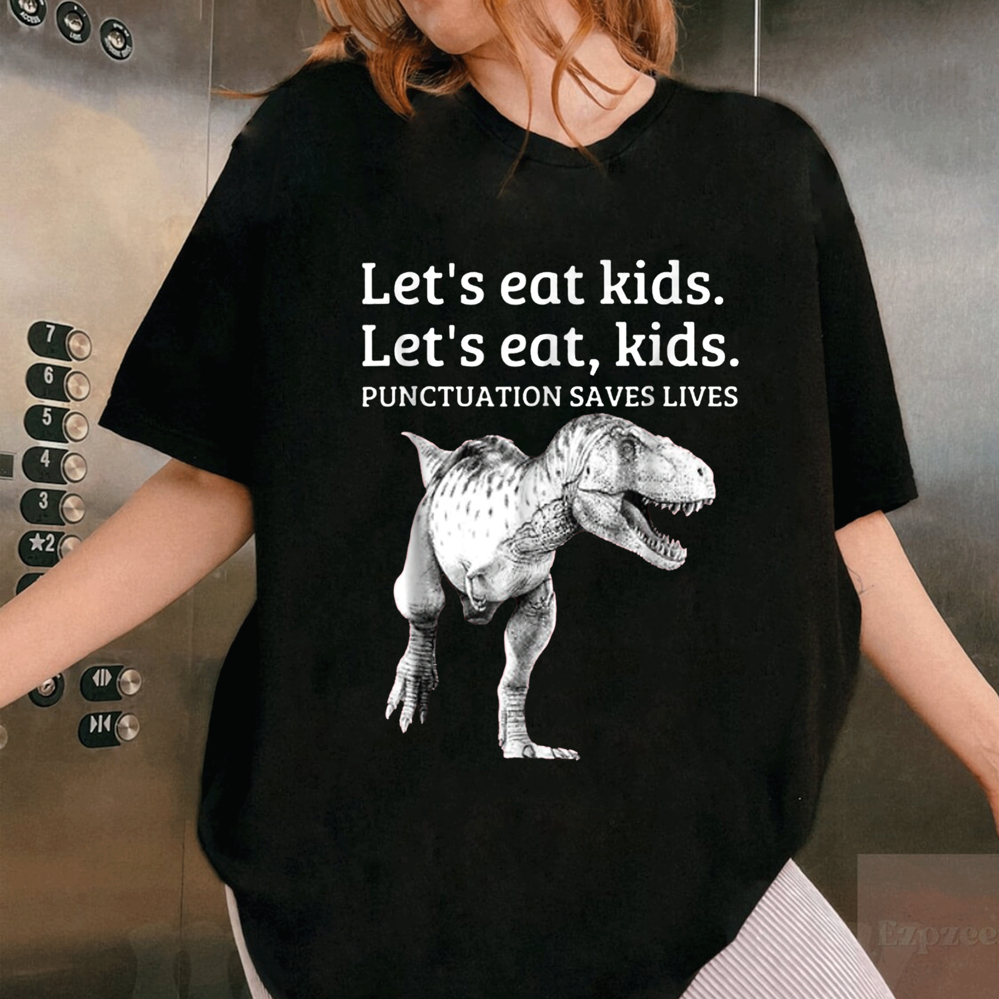 Funny Let's Eat Kids Grammar T-Shirt - Punctuation Saves Lives Design for Grammar Lovers and Teachers - 1