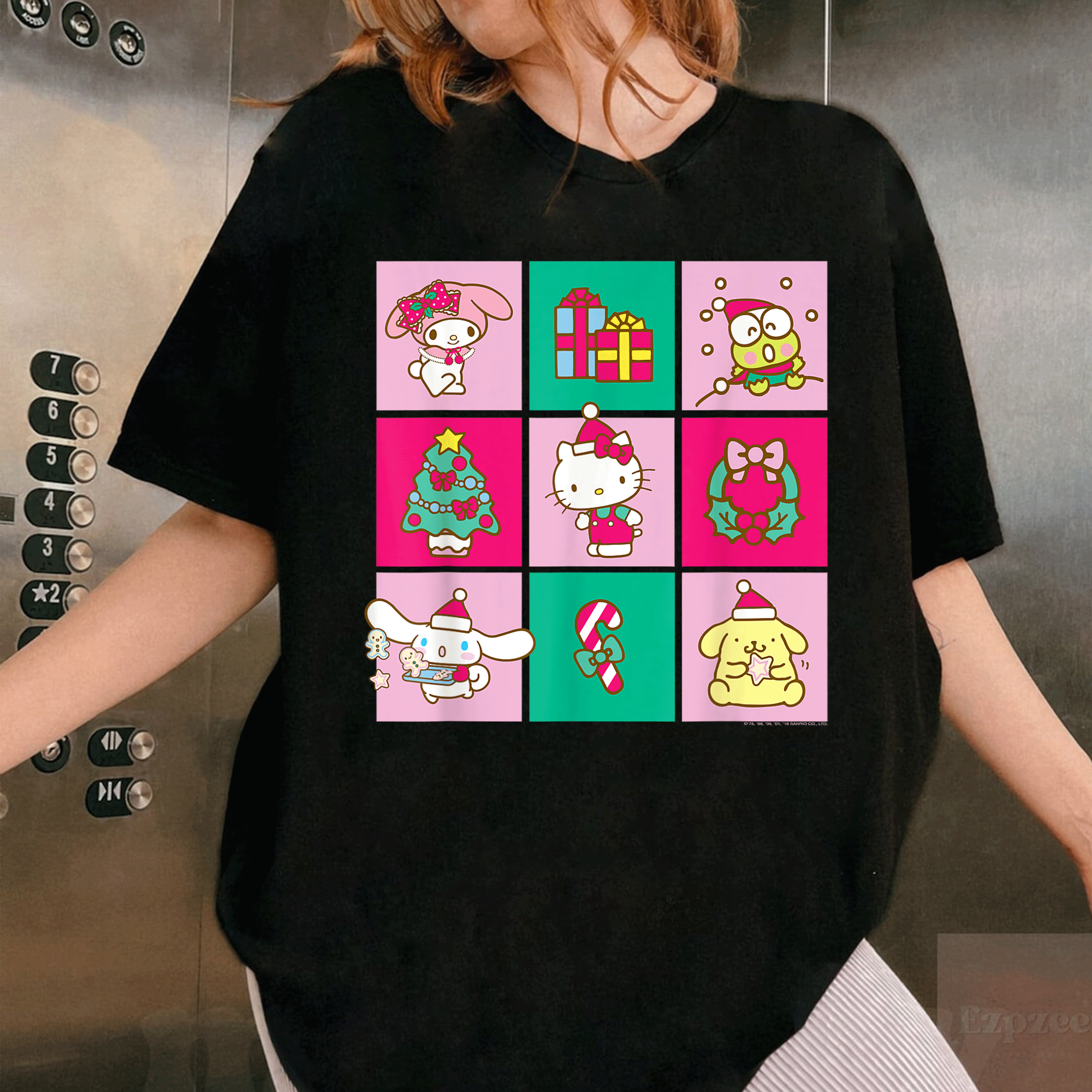 Hello Sanrio Friends Christmas Time Tee Shirt Adorable Holiday T-Shirt with Cute Characters for Festive Fun and Celebration - 1