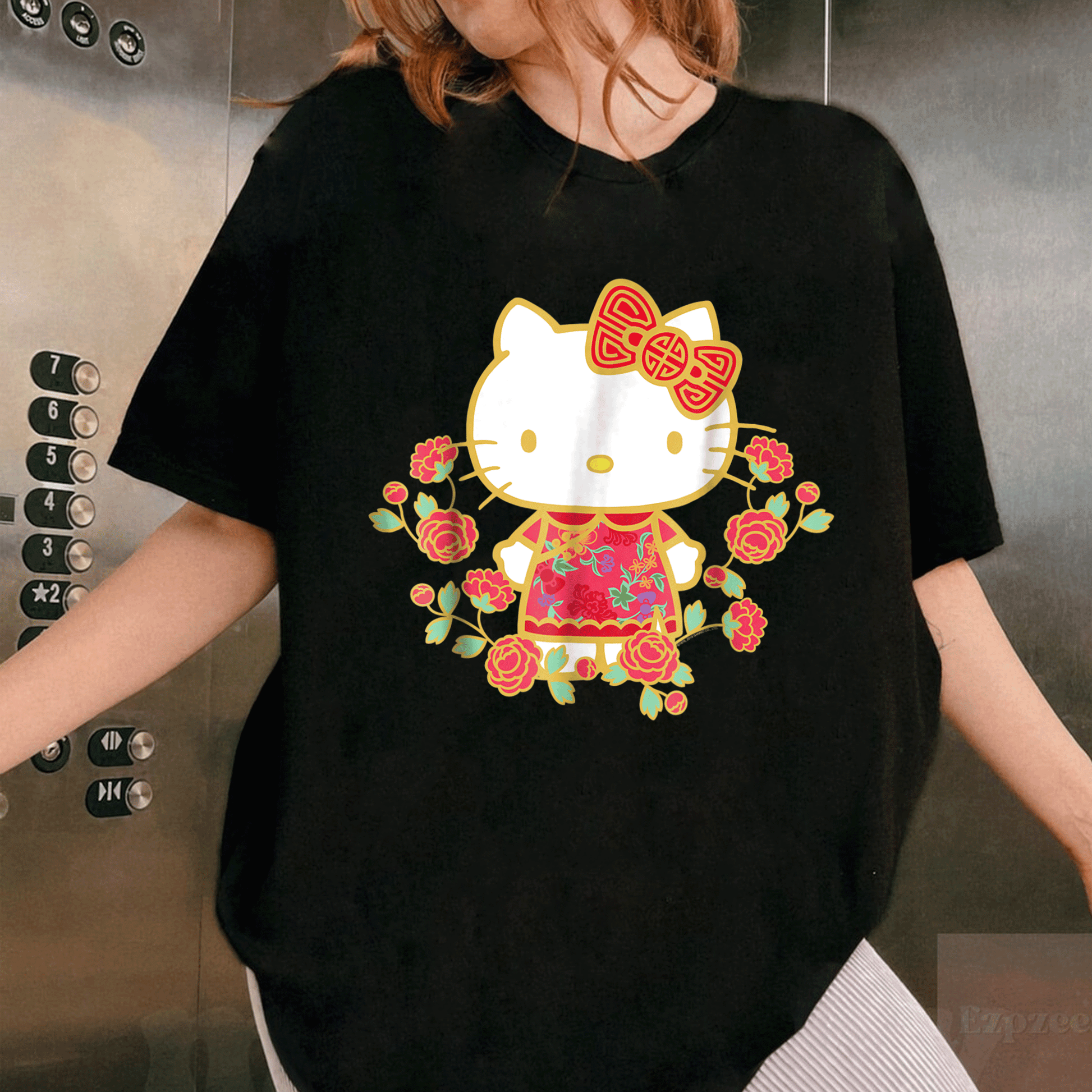 Adorable Hello Kitty Happy Lunar New Year Tee Shirt for Kids and Adults -Festive Design with Cute Colors and Animal Friends - 1