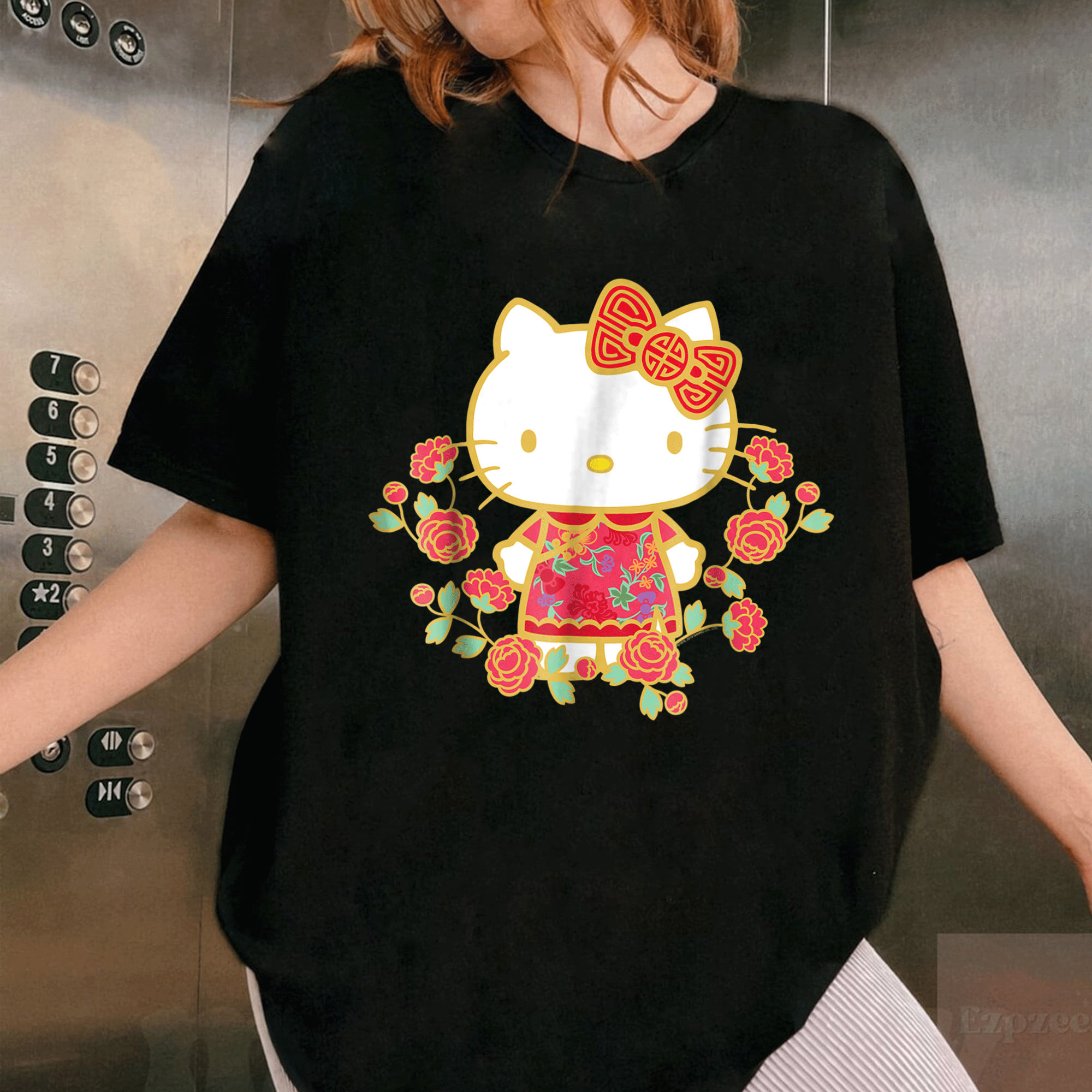 Adorable Hello Kitty Happy Lunar New Year Tee Shirt for Kids and Adults -Festive Design with Cute Colors and Animal Friends - 1