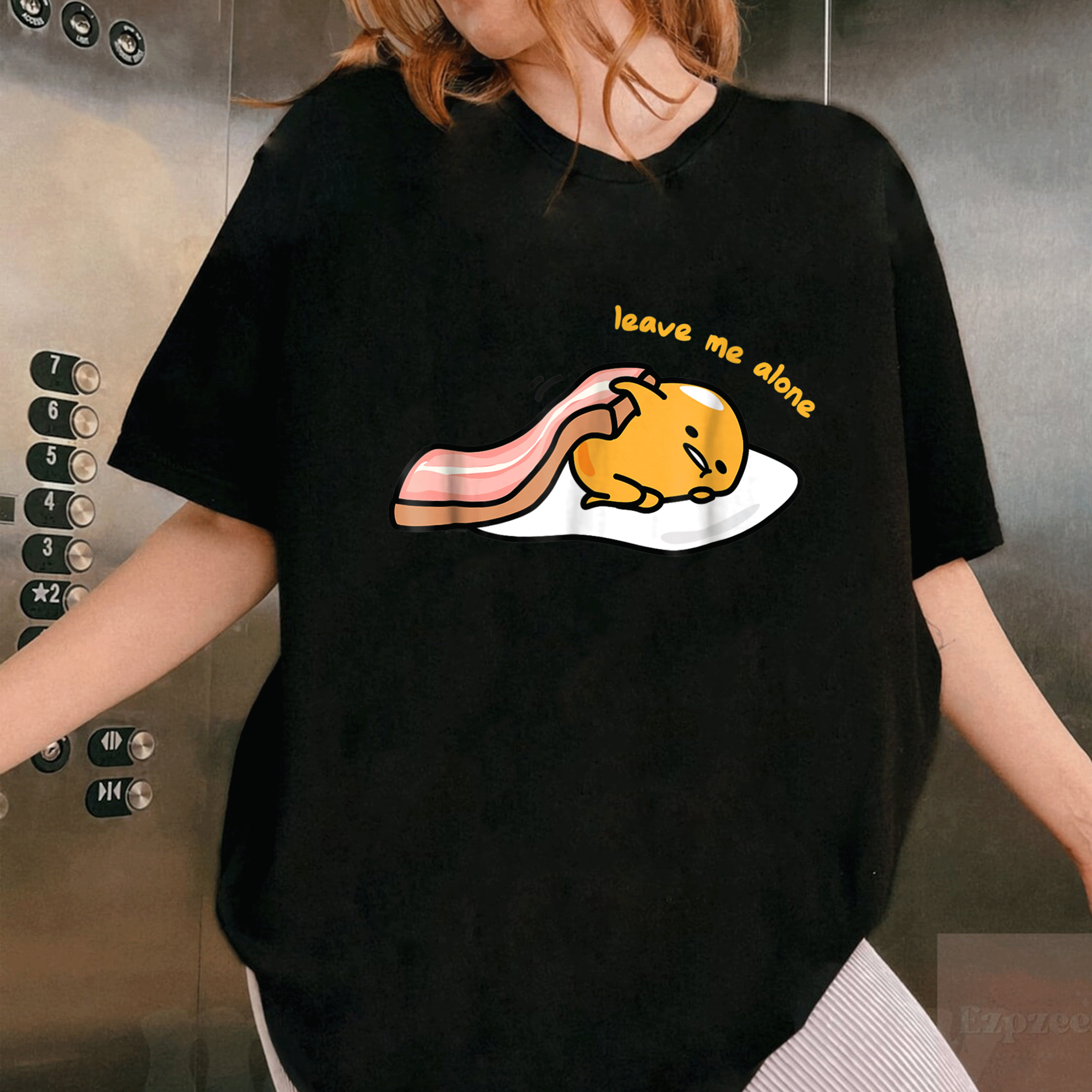 Cute Gudetama Leave Me Alone Tee Shirt Perfect for Lazy Days and Chill Vibes, Adorable Egg Character Graphic Design - 1
