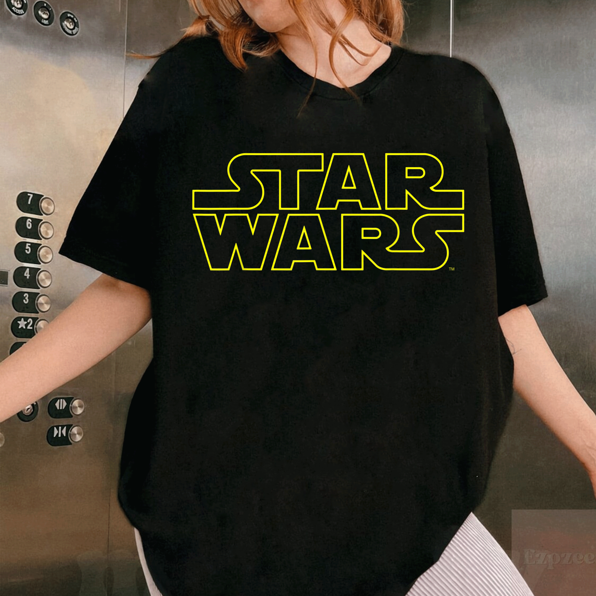 Star Wars Simple Logo Outline Graphic T-Shirt for Fans, Classic Design, Comfortable Fit, Perfect Gift for Sci-Fi Lovers - 1