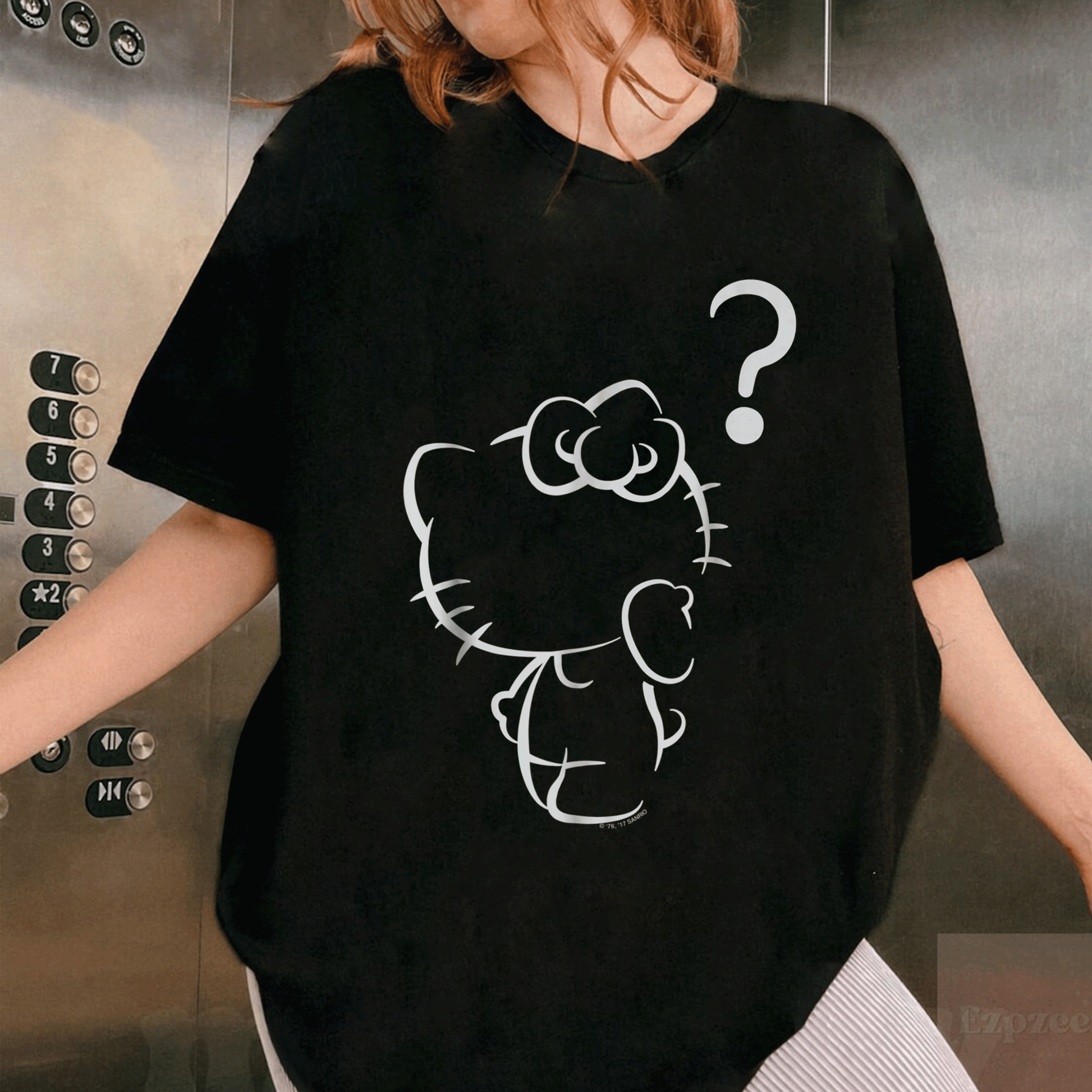 Cute Hello Kitty Question Mark Tee Shirt for Fans, Adorable Graphic Tee Perfect for Casual Wear and Gifts for All Ages - 1