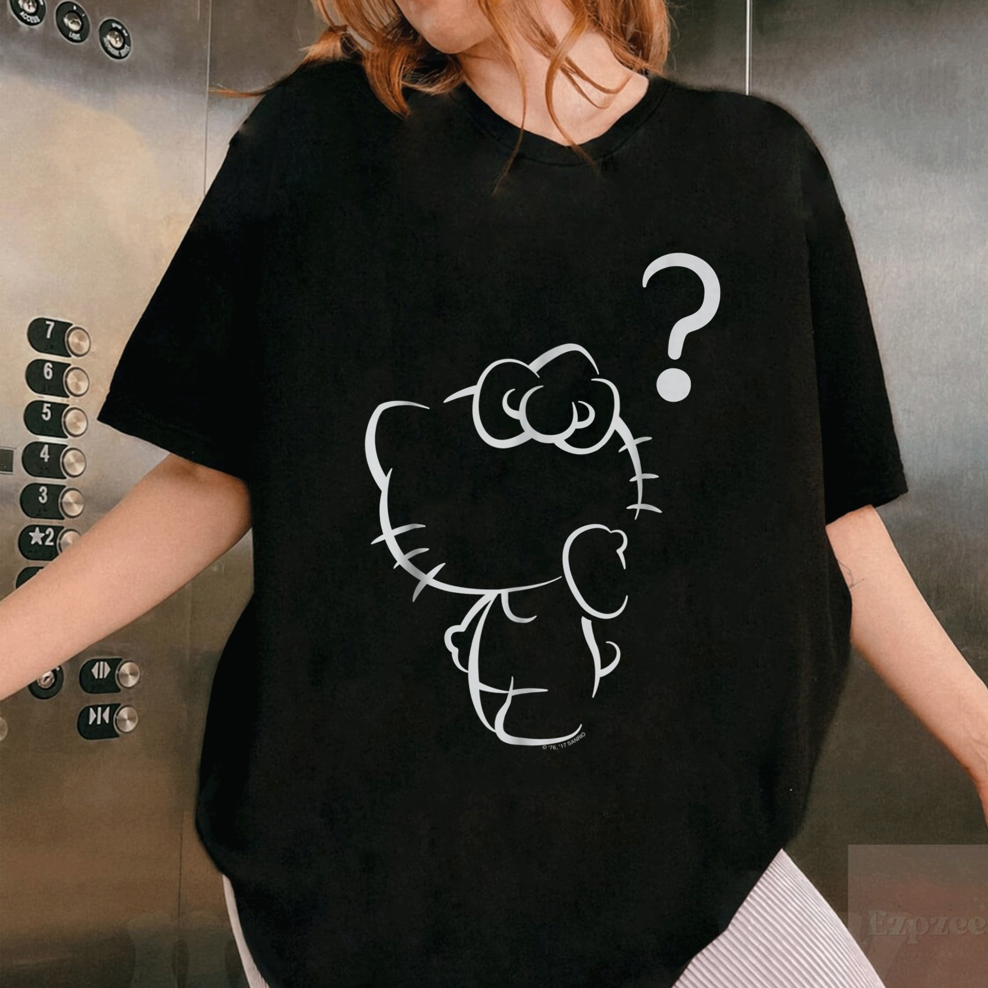 Cute Hello Kitty Question Mark Tee Shirt for Fans, Adorable Graphic Tee Perfect for Casual Wear and Gifts for All Ages - 1