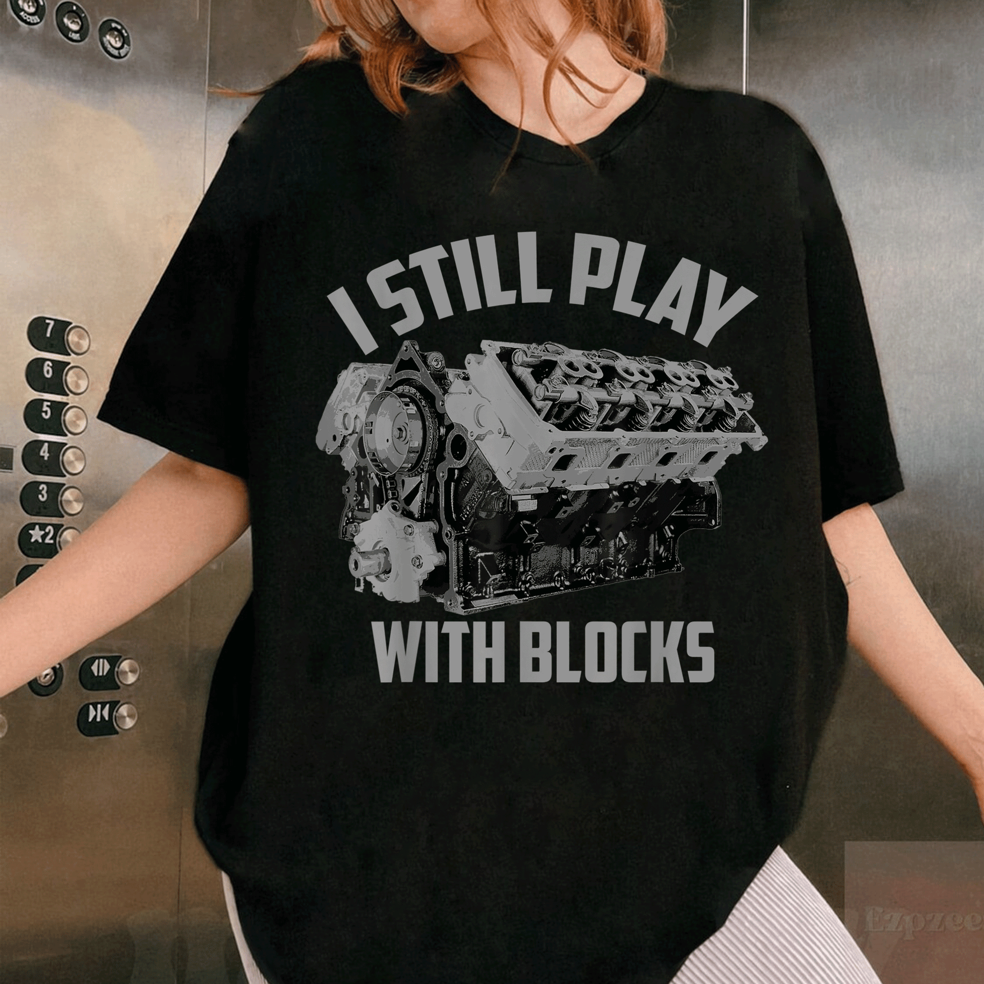 I Still Play With Blocks Racing Shirt | Fun Maintenance Man Gift T-Shirt for Proud Builders and Racing Enthusiasts - 1