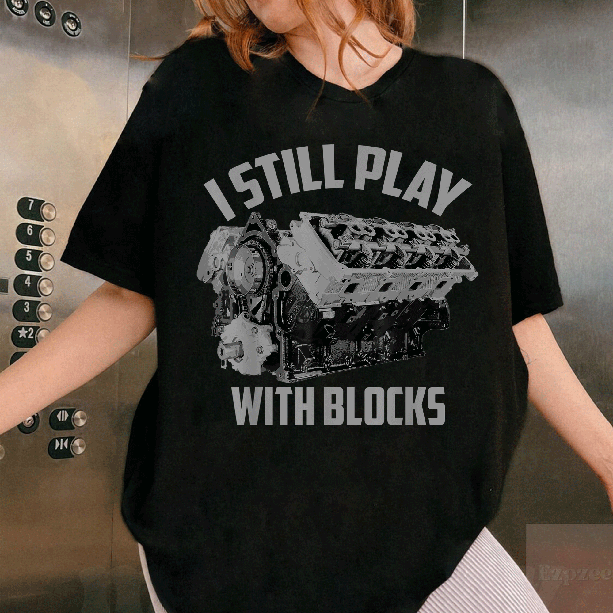 I Still Play With Blocks Racing Shirt | Fun Maintenance Man Gift T-Shirt for Proud Builders and Racing Enthusiasts - 1