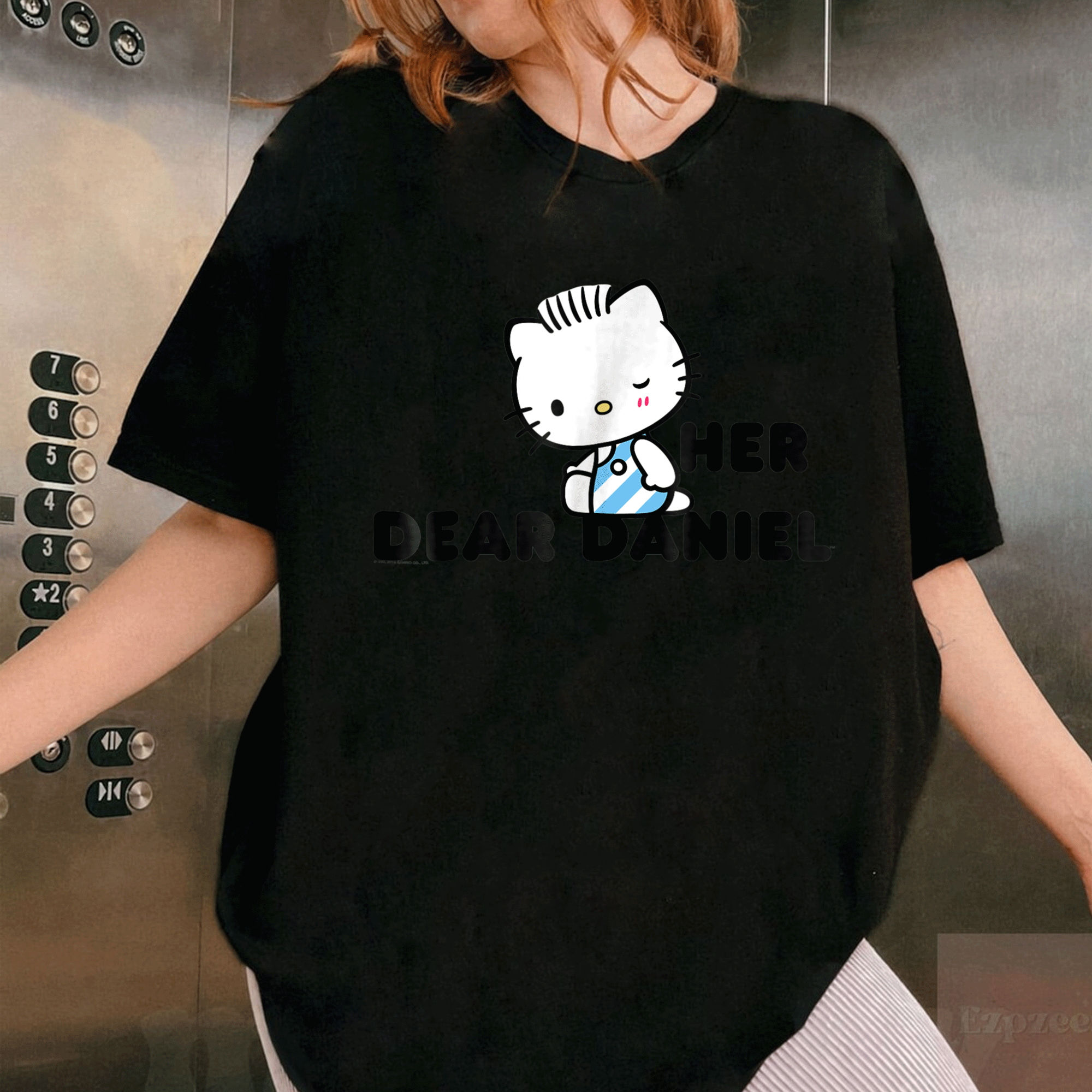 Cute Hello Kitty and Dear Daniel Couples Tee Shirt for Matching Outfits, Perfect Gift for Him and Her, Adorable Cartoon Design - 1