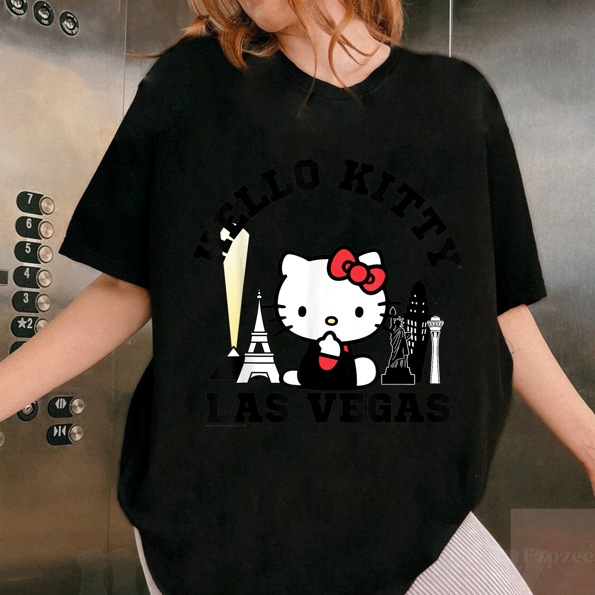 Cute Hello Kitty Viva Las Vegas Tee Shirt - Adorable Kitty Graphic Tee for Fun Lovers, Perfect for Trips or Casual Wear - 1