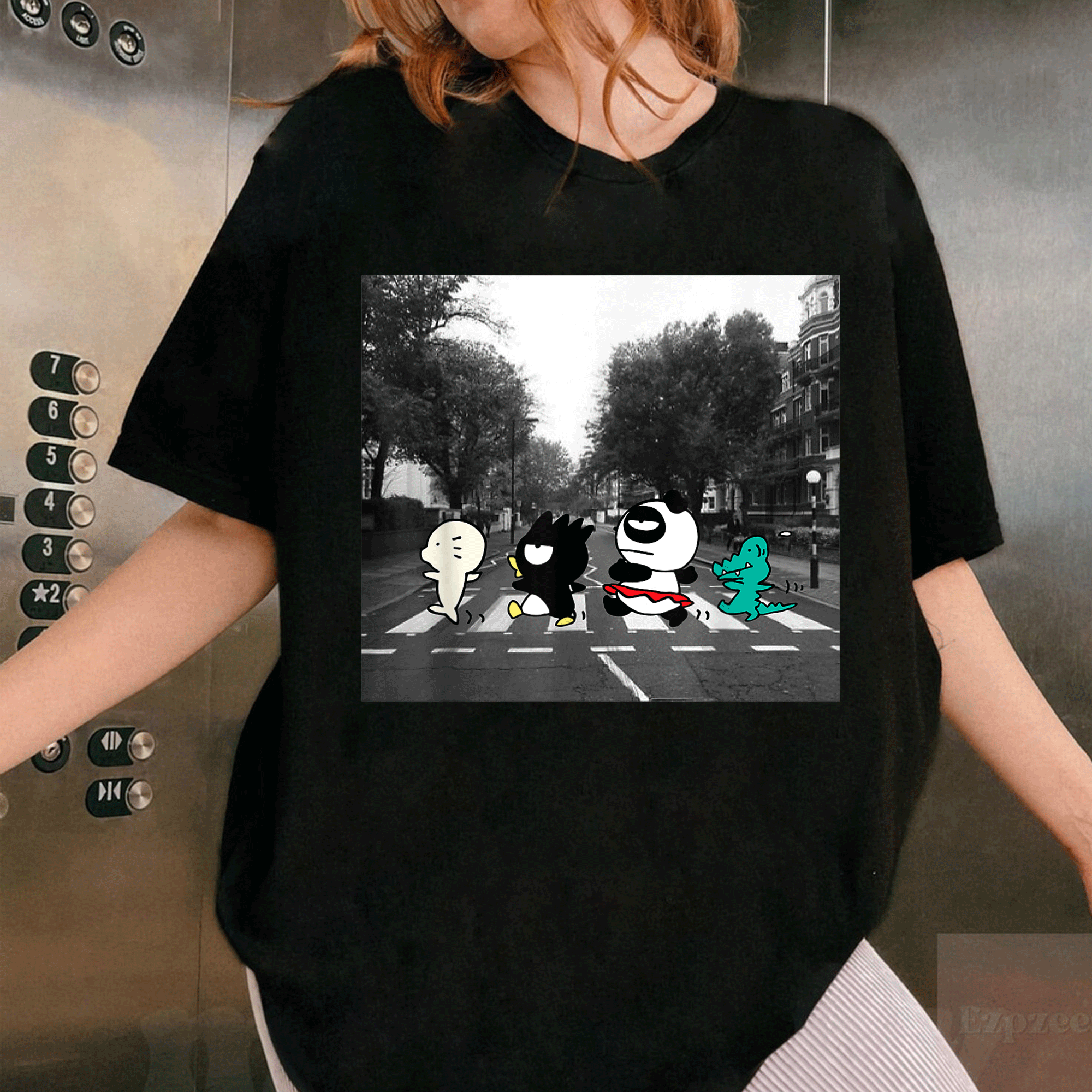 Badtz Maru Crosswalk Tee - Fun and Playful Graphic T-Shirt Featuring Iconic Sanrio Character in Stylish Design - 1