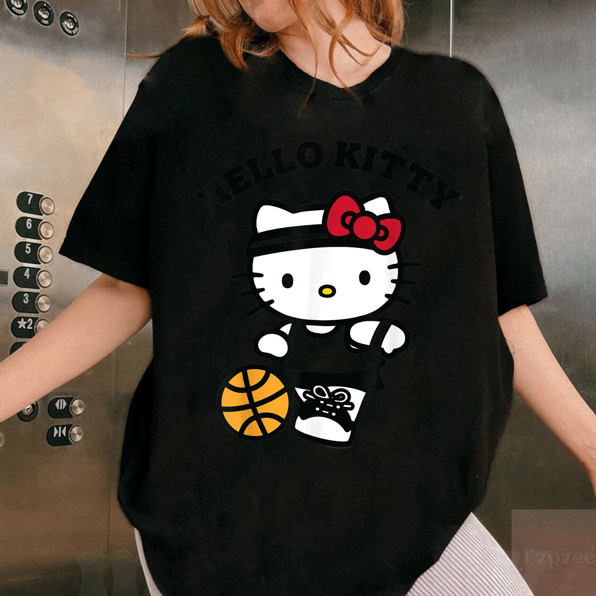 Adorable Hello Kitty Basketball T-Shirt for Kids and Fans - Cute Design Featuring Hello Kitty in Action, Perfect for Playtime! - 1