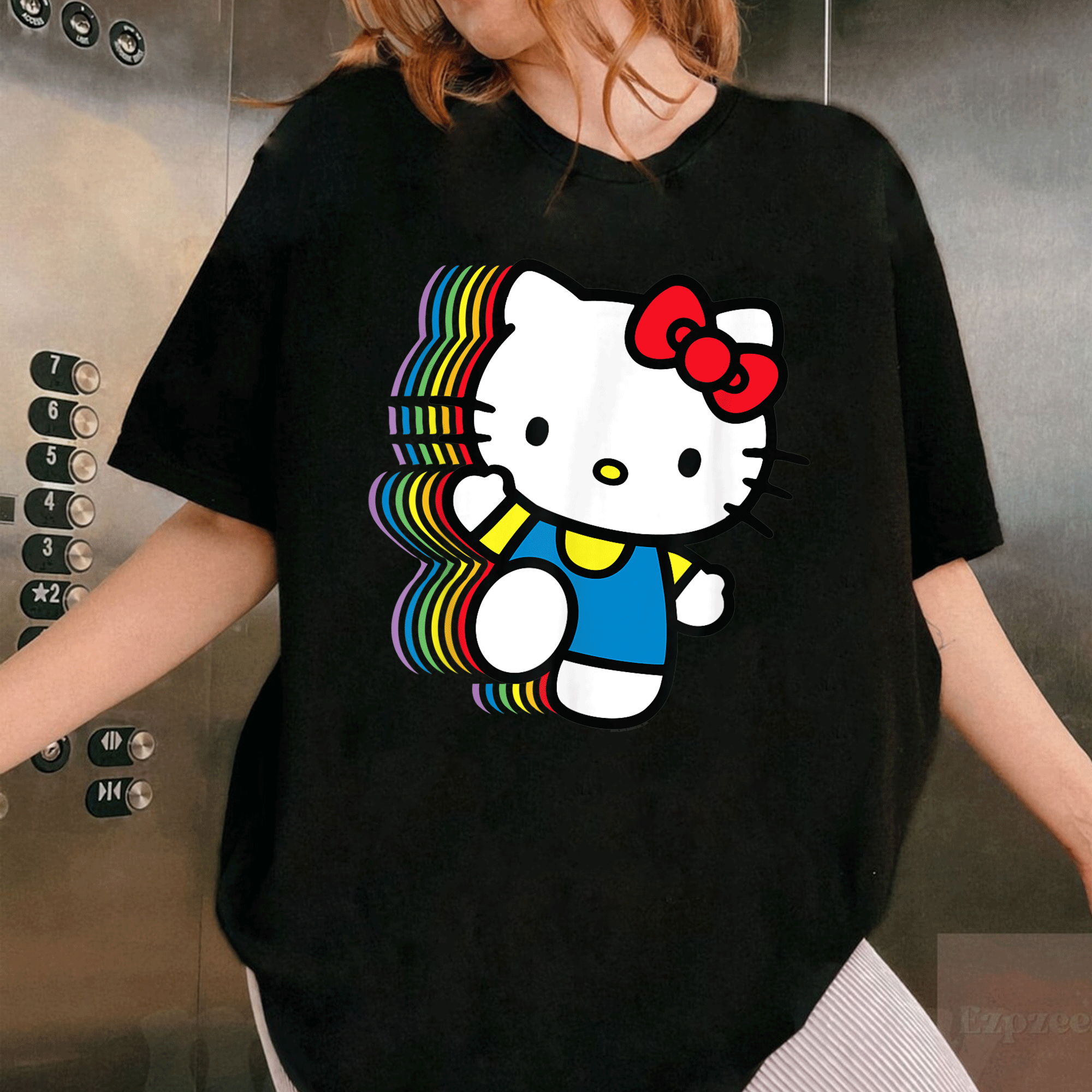 Vibrant Hello Kitty Rainbow T-Shirt for Kids and Adults - Cute, Colorful Design Perfect for Everyday Wear and Fun Adventures - 1