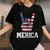 Vintage Merica Rock Sign T-Shirt for 4th of July Celebration with Retro American Flag Design - Perfect USA Pride Apparel - 1