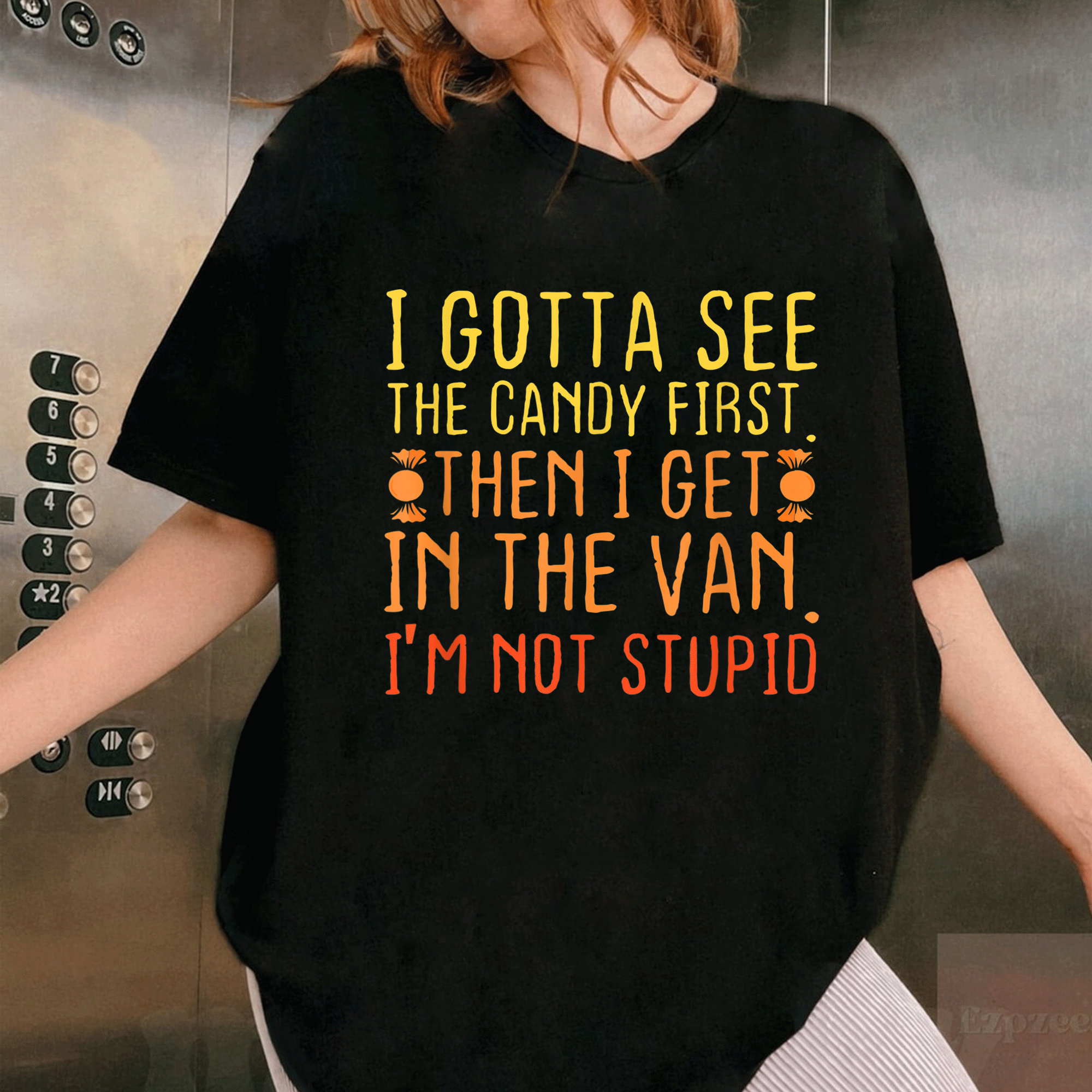 I Gotta See The Candy First T-Shirt | Funny Creepy Adult Graphic Tee for Halloween Lovers and Trick-or-Treat Enthusiasts - 1