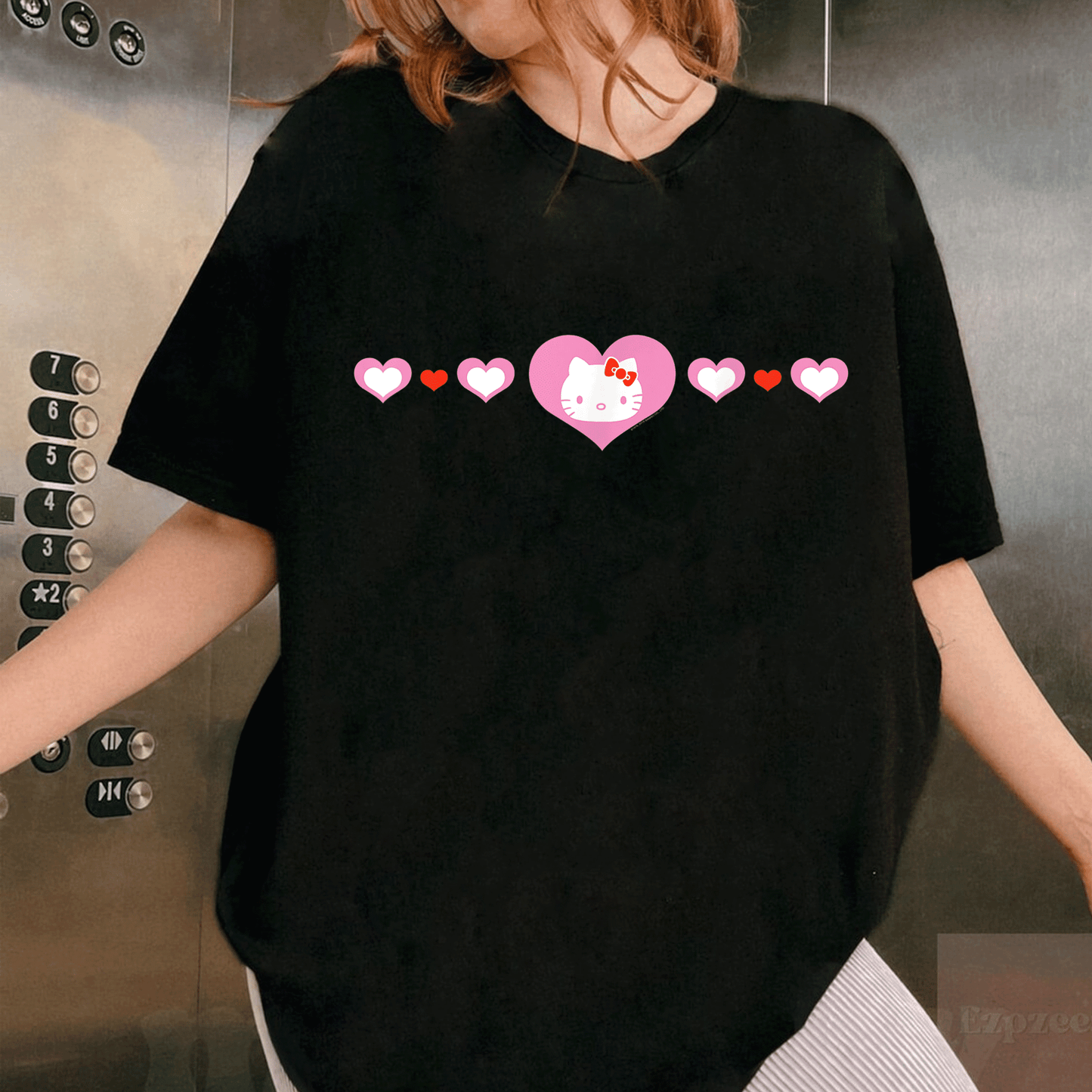Cute Hello Kitty Hearts T-Shirt for Kids and Adults, Adorable Cartoon Design Perfect for Everyday Wear and Gifts - 1